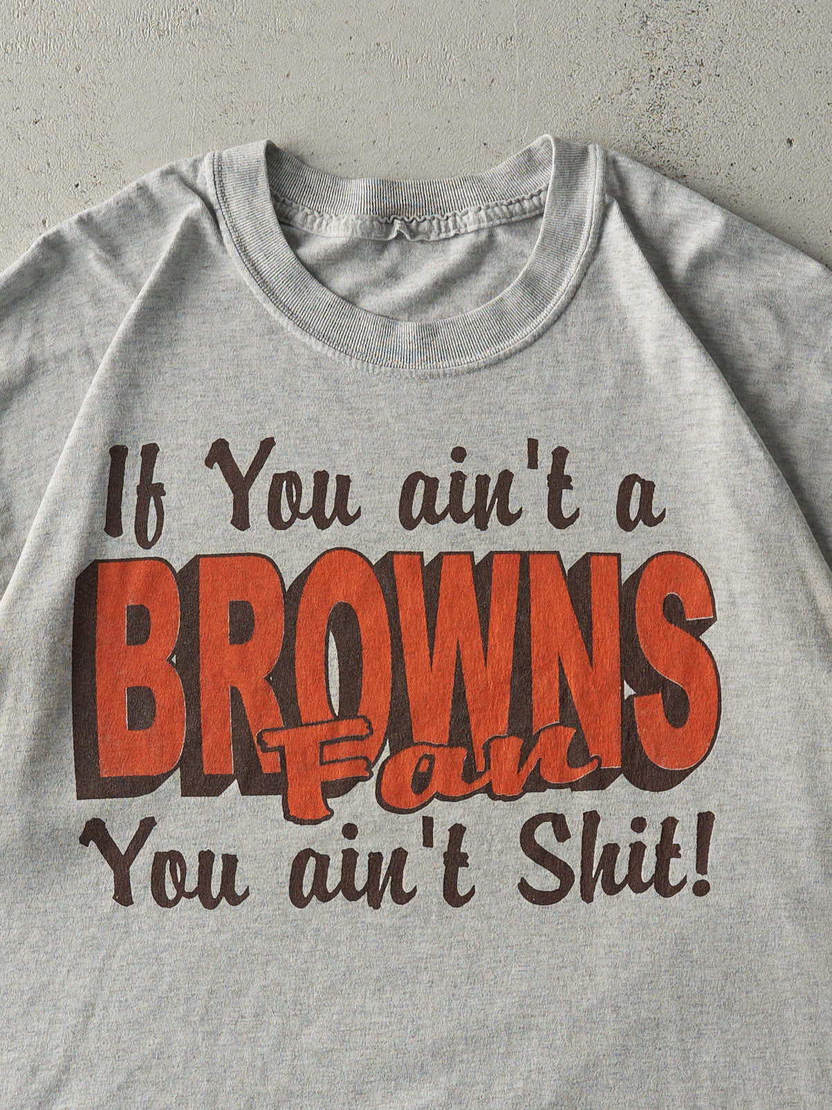 Vintage 90s Heather Grey Cleveland Browns Slogan Tee (XL)