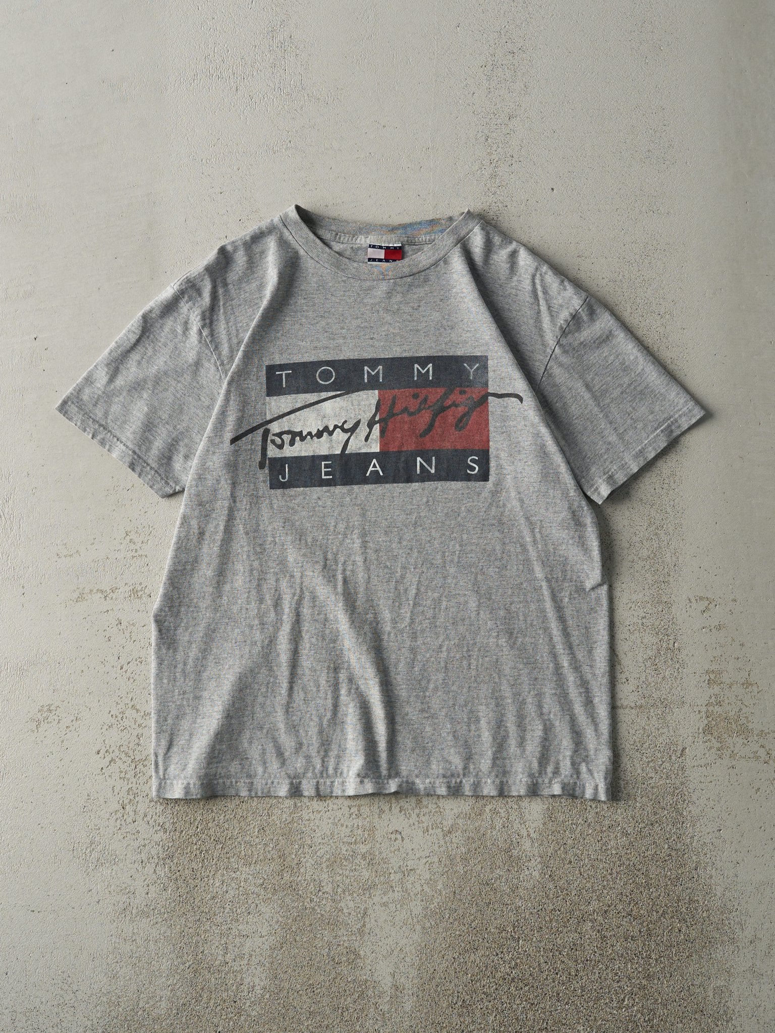 Vintage 90s Grey Tommy Jeans Logo Tee (M)