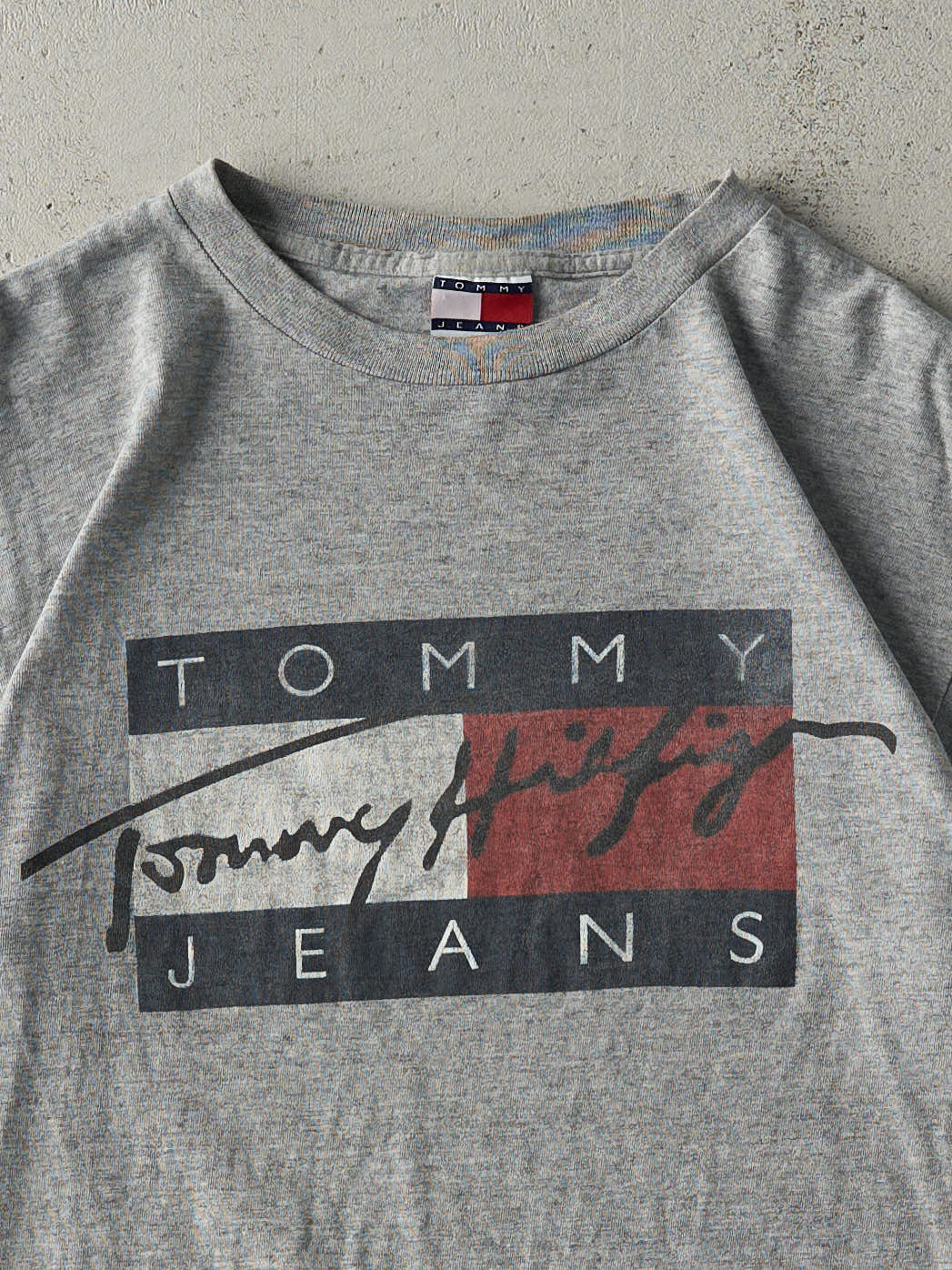 Vintage 90s Grey Tommy Jeans Logo Tee (M)