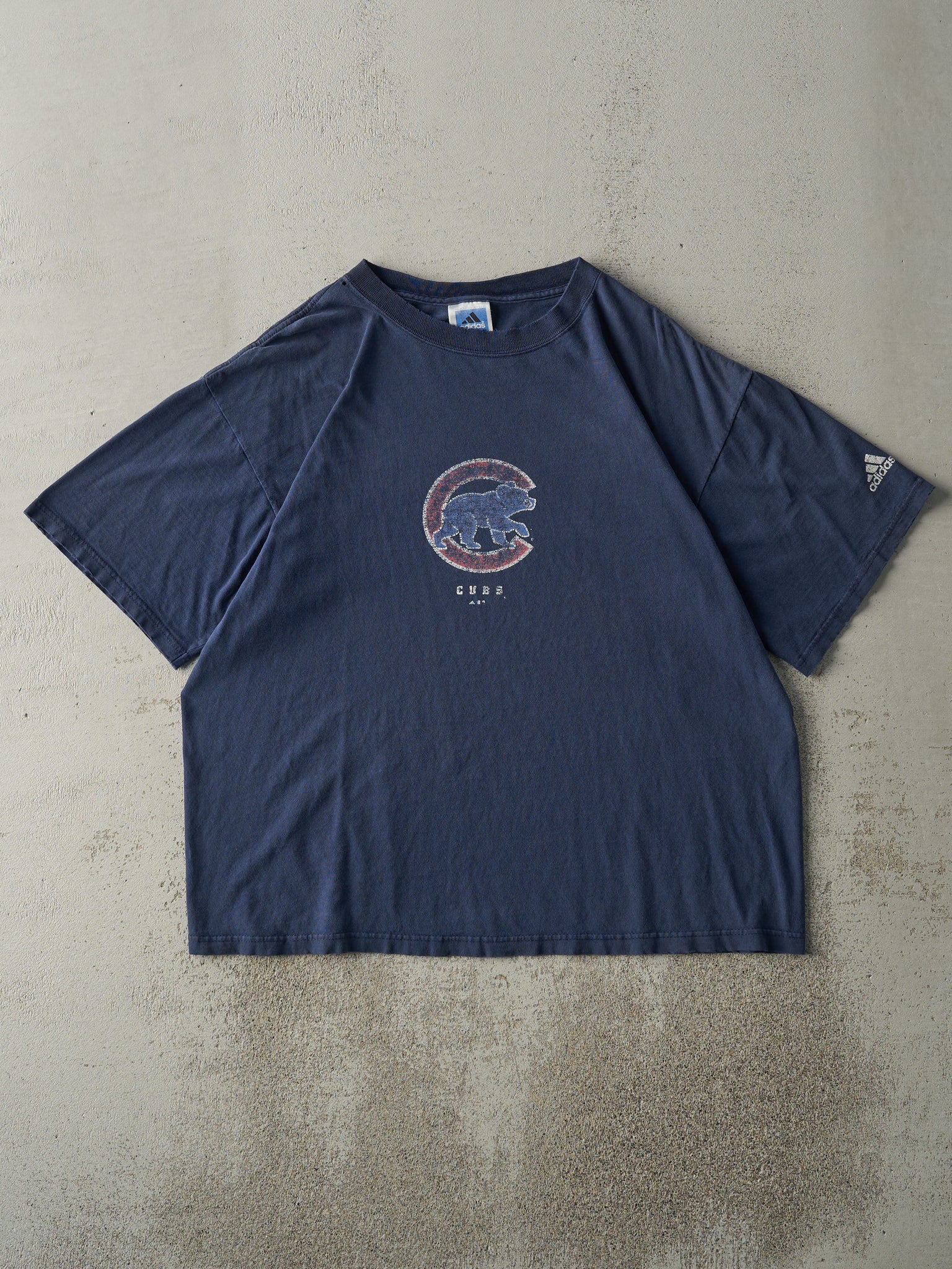 Vintage Y2K Navy Blue Chicago Cubs Adidas Tee (L)