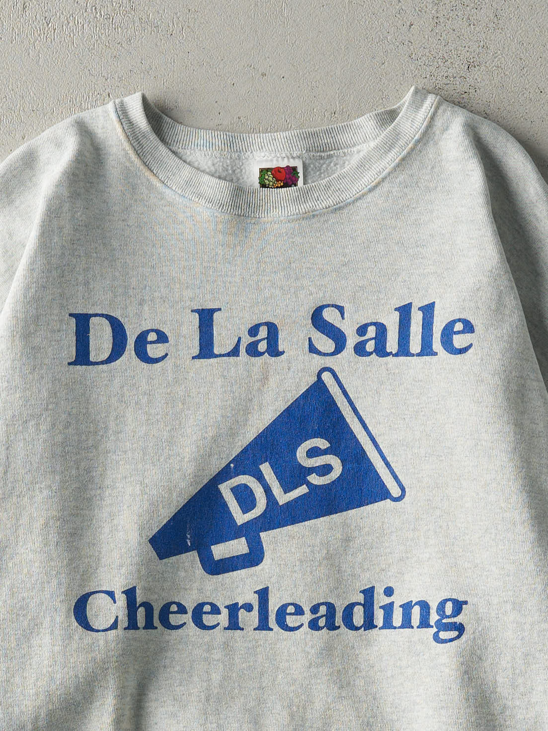 Vintage 90s Heather Grey De La Salle Cheerleading Crewneck (L)