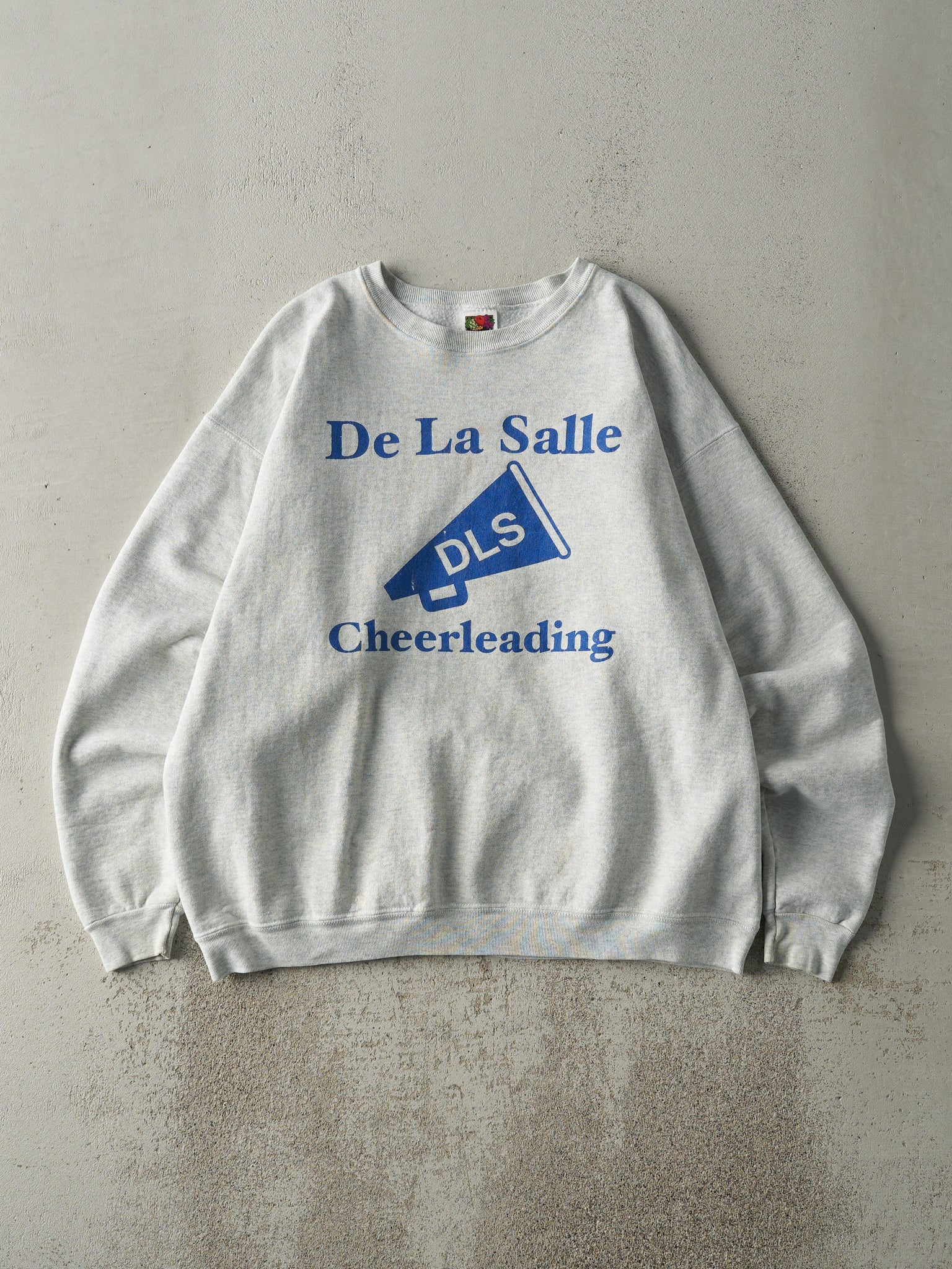 Vintage 90s Heather Grey De La Salle Cheerleading Crewneck (L)