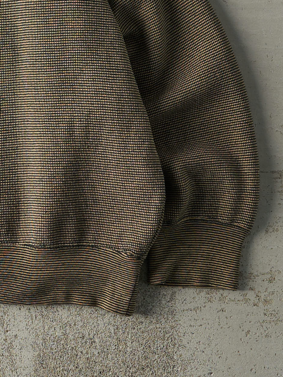 Vintage 90s Green Quarter Button Textured Boxy Crewneck (L)