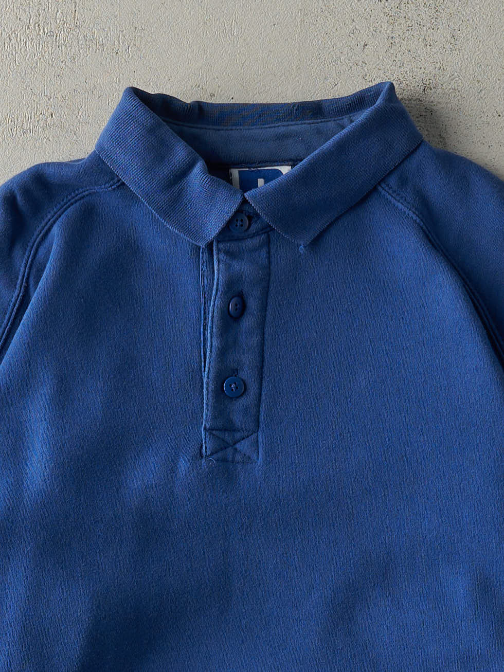 Vintage 90s Blue Quarter Button Russell Athletic Crewneck (M)