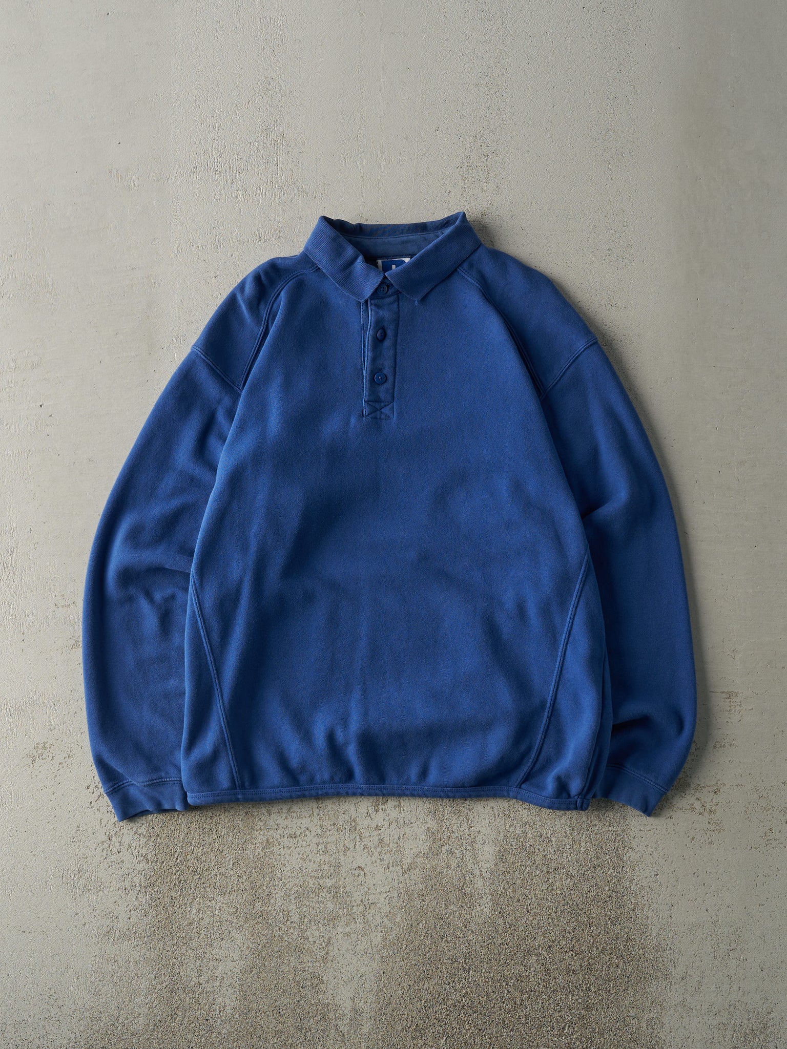 Vintage 90s Blue Quarter Button Russell Athletic Crewneck (M)