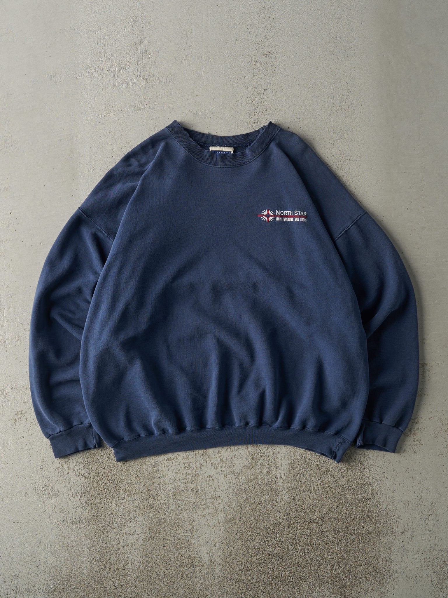 Vintage 90s Navy Blue Embroidered North Star Crewneck (XL)