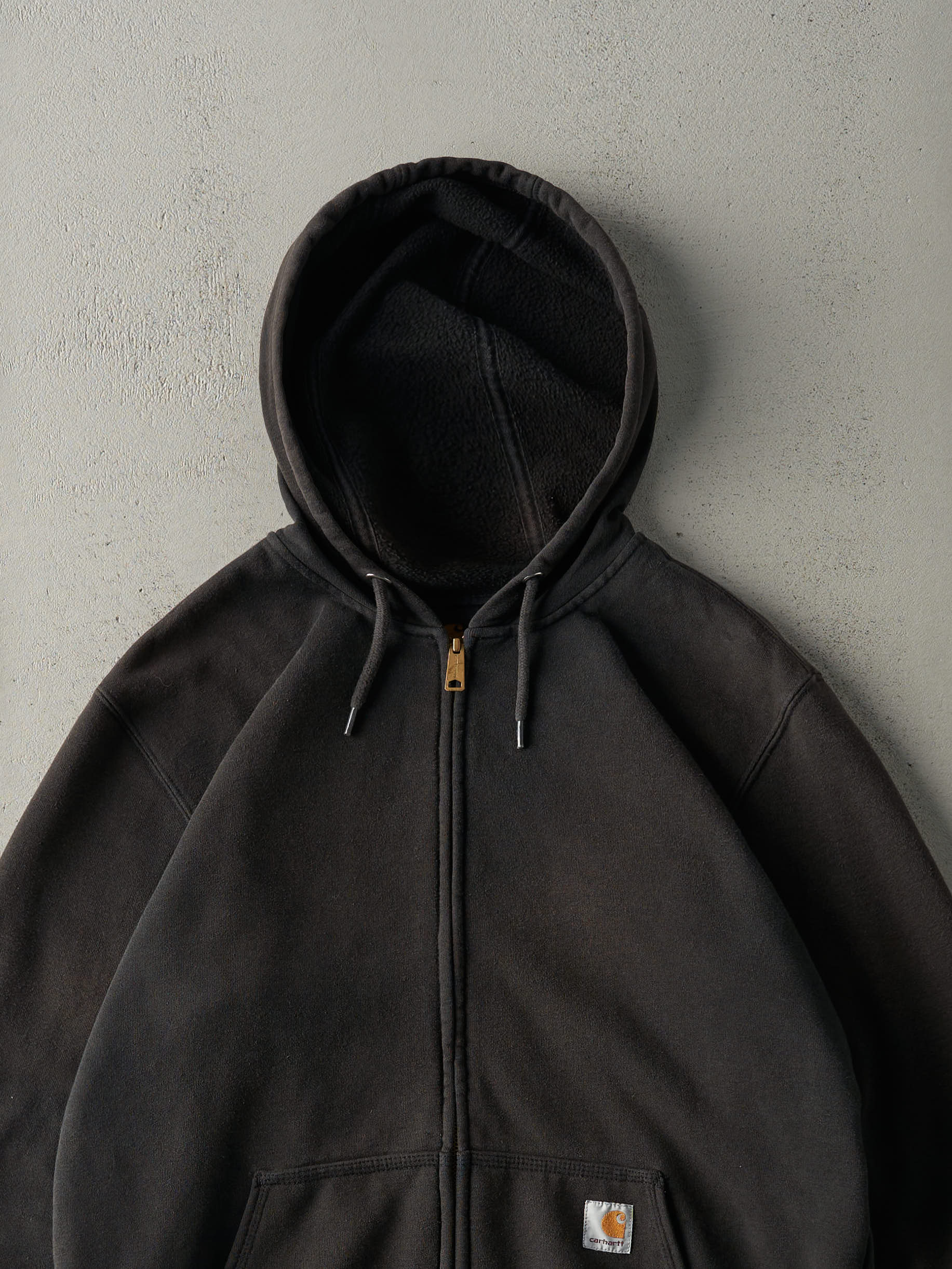 Vintage Y2K Faded Black Carhartt Zip Up Hoodie (M/L)