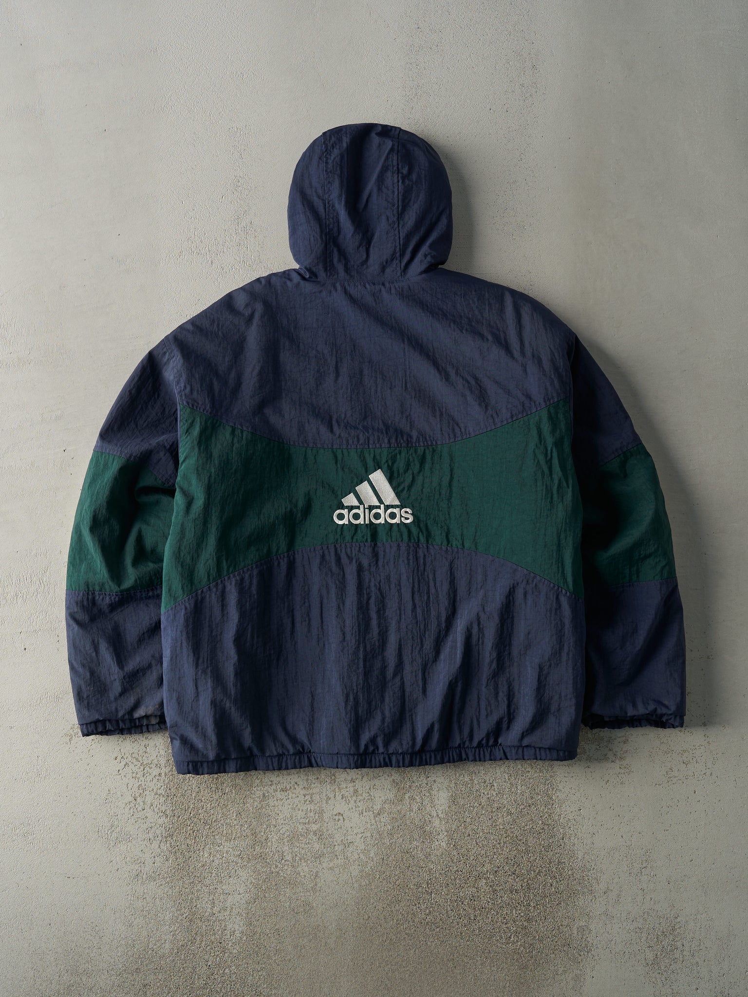 Vintage 90s Navy Blue & Green Adidas Jacket (L/XL)