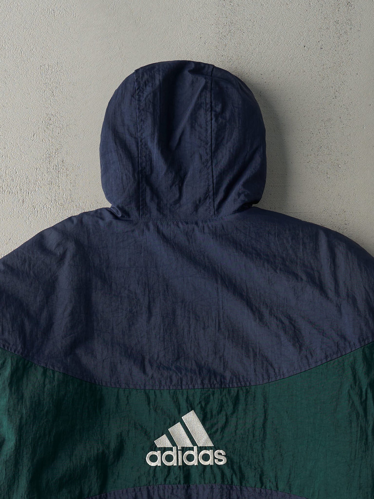 Vintage 90s Navy Blue & Green Adidas Jacket (L/XL)