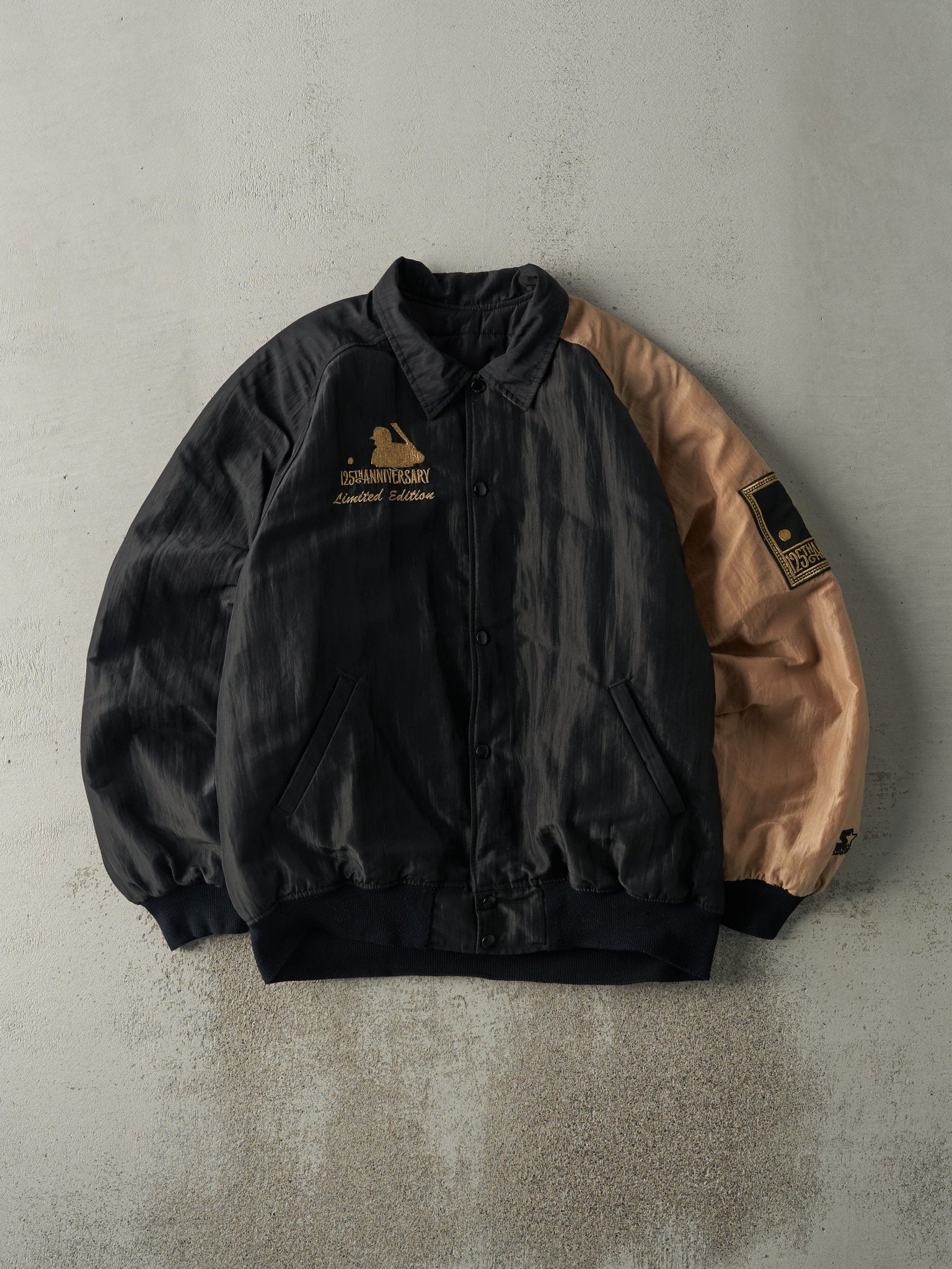 Vintage 90s Black & Beige MLB 125th Anniversary Jacket (L/XL)