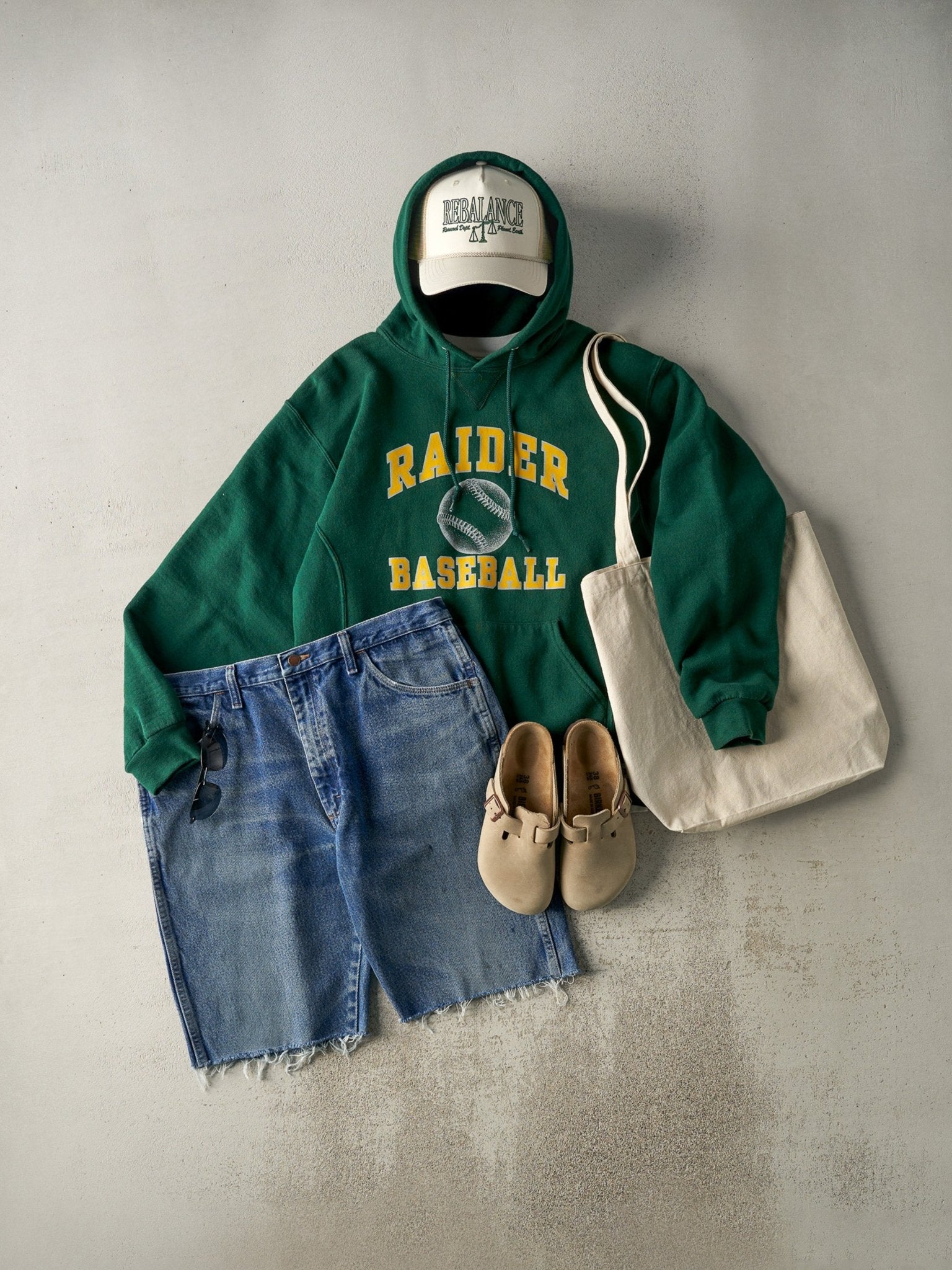 Vintage Y2K Forest Green Raider Baseball Russell Athletics Hoodie (M)