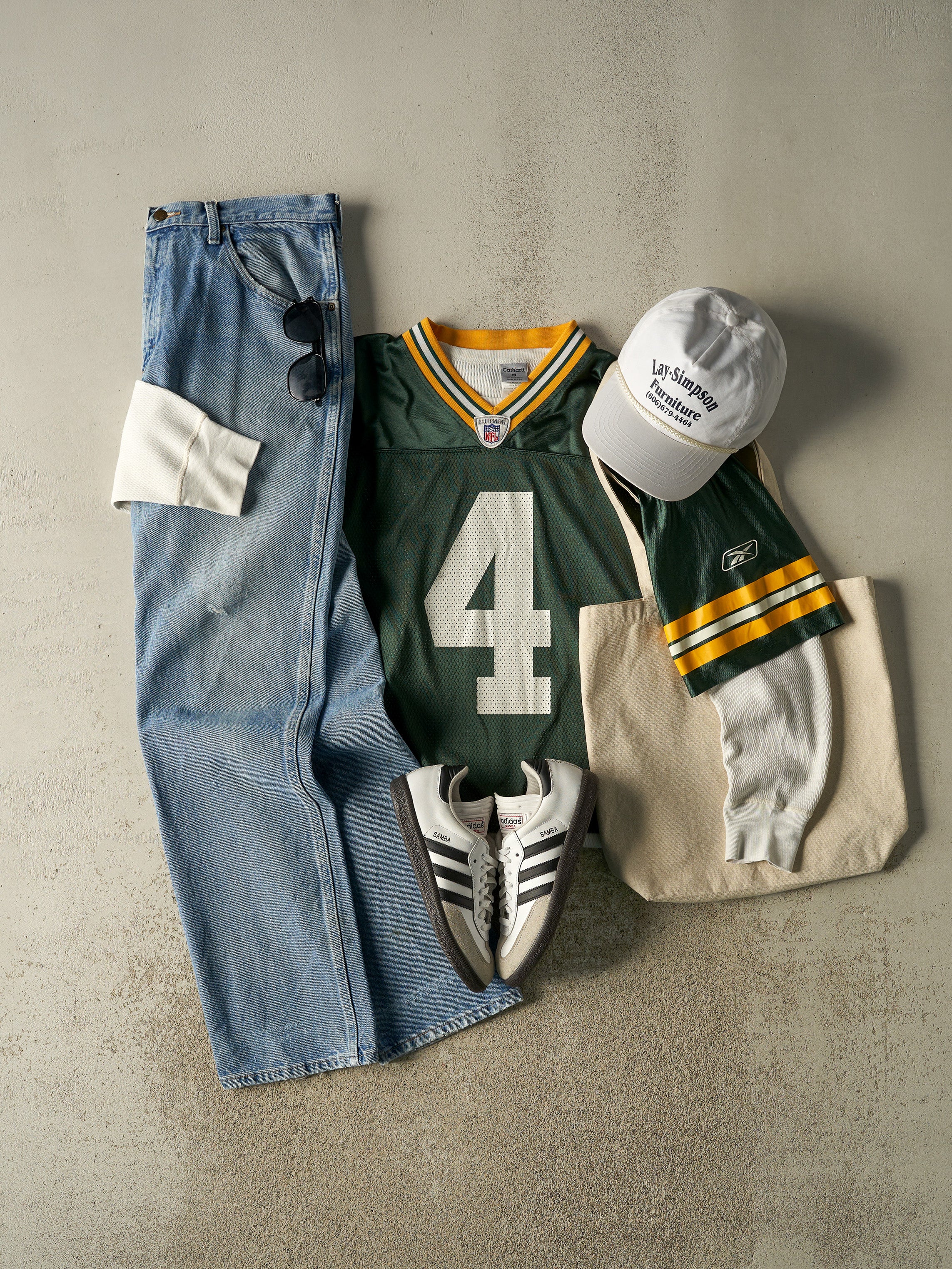 Vintage 90s Green Green Bay Packers #4 Favre Cropped Football Jersey (M/L)