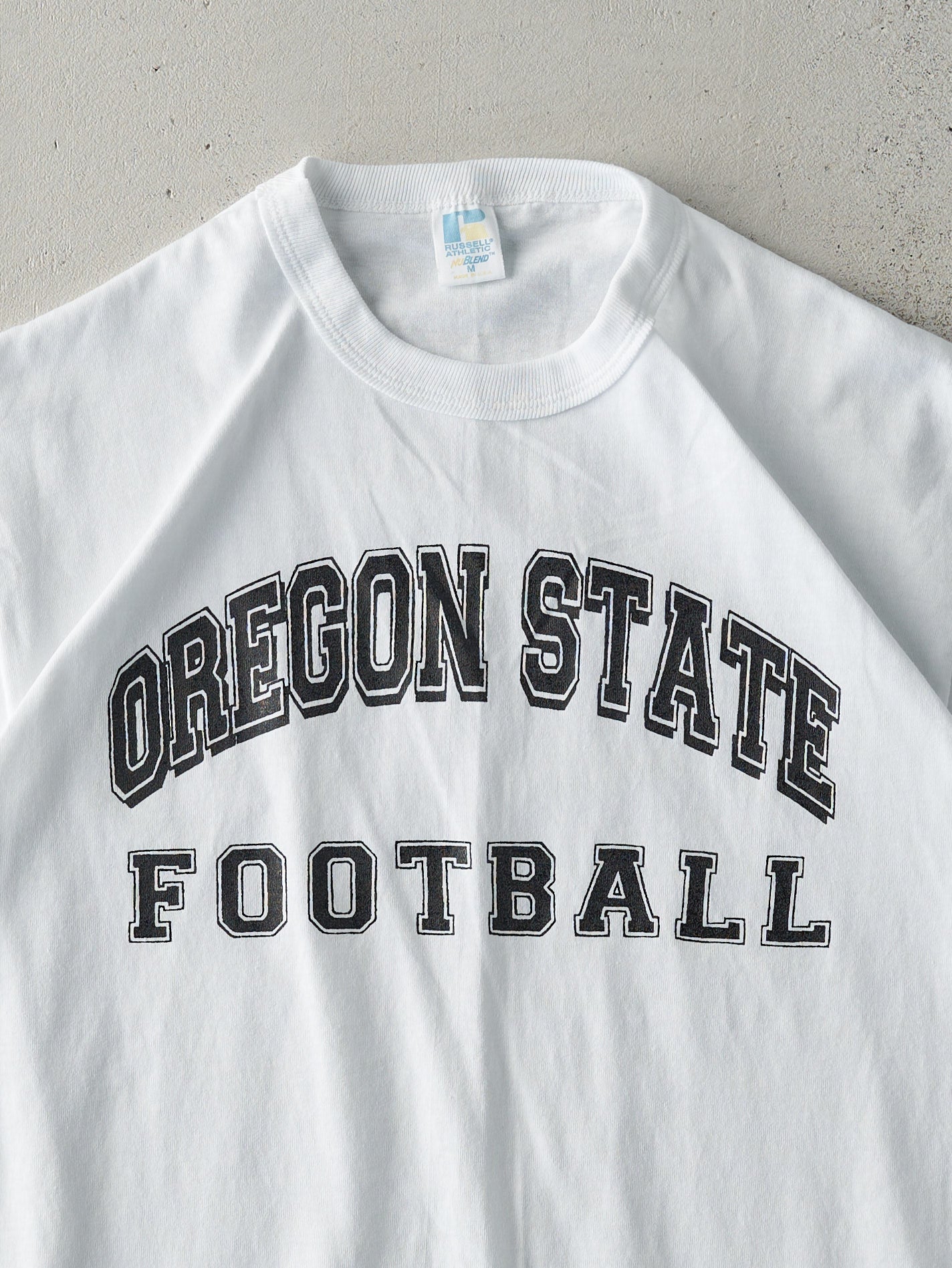 Vintage 90s White Oregon State Football Russell Athletic Tee (S/M)