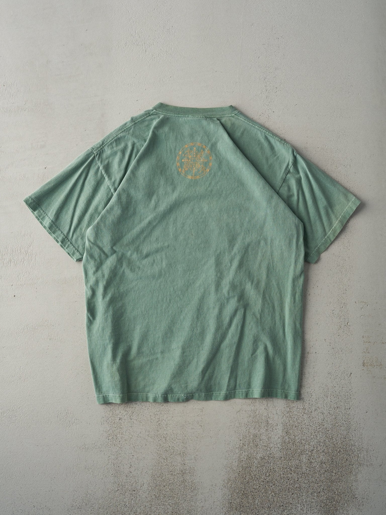 Vintage 90s Faded Green Snake River Canoe Race Mora, Minnesota Embroidered Tee (M)