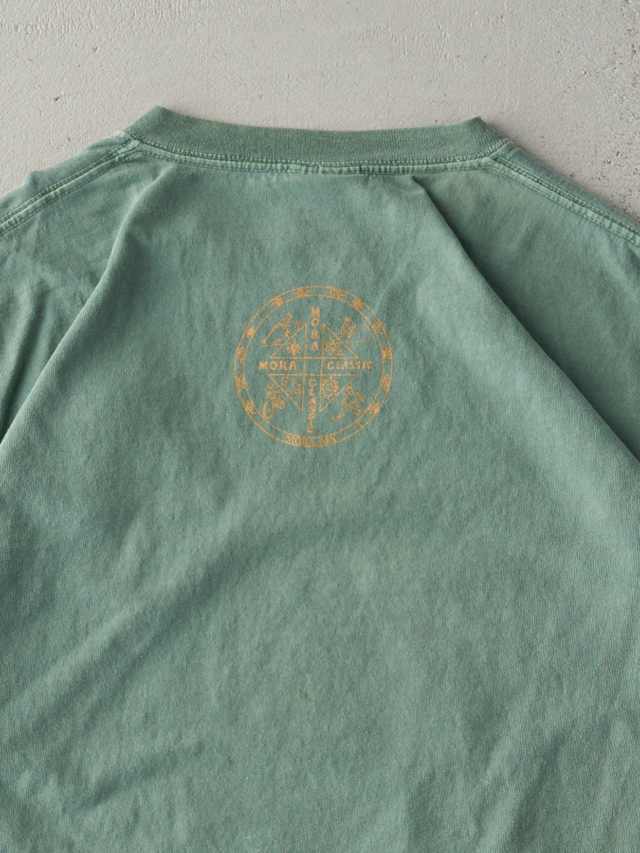 Vintage 90s Faded Green Snake River Canoe Race Mora, Minnesota Embroidered Tee (M)