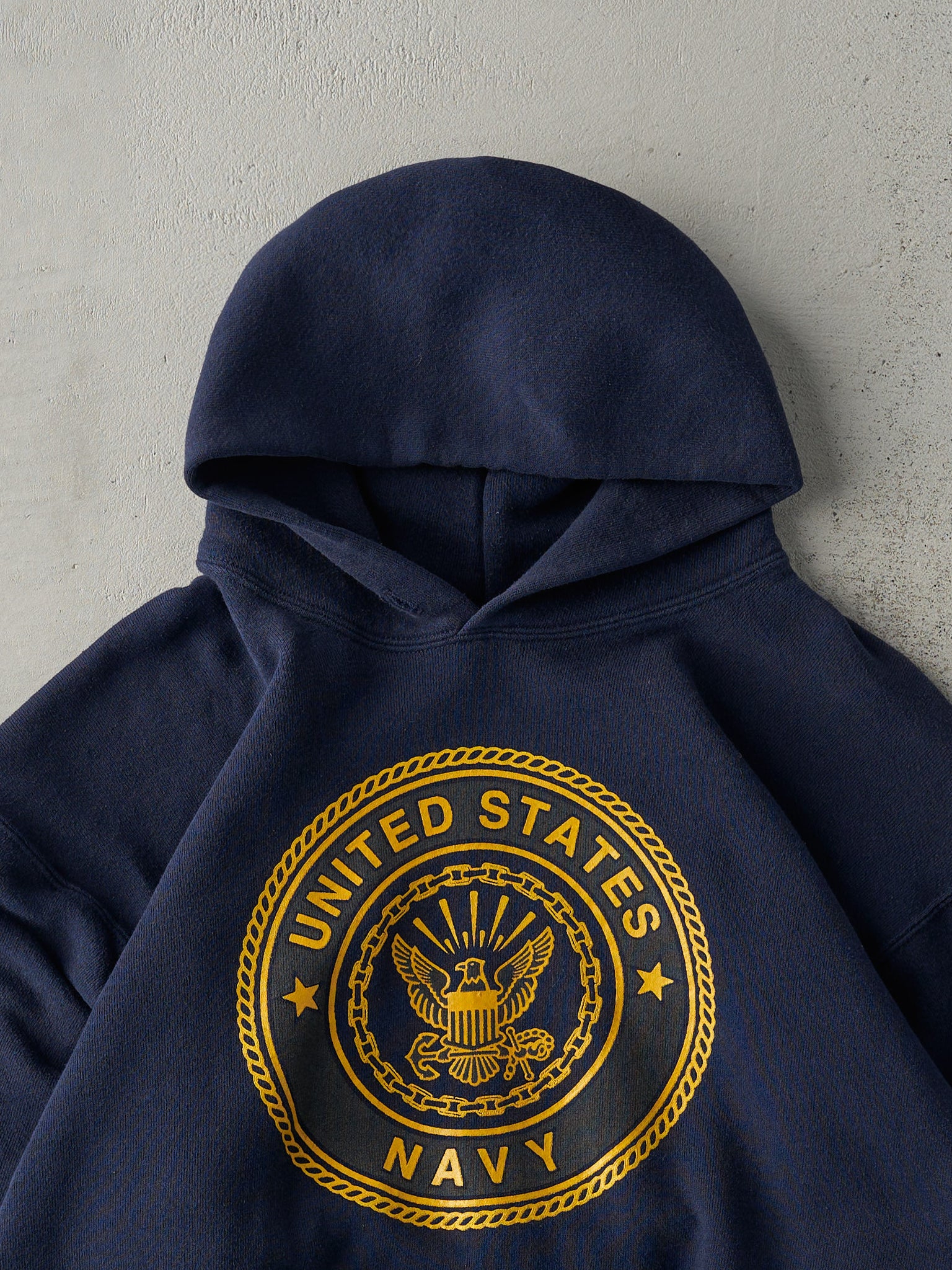 Vintage 90s Navy Blue United States Navy Hoodie (M)