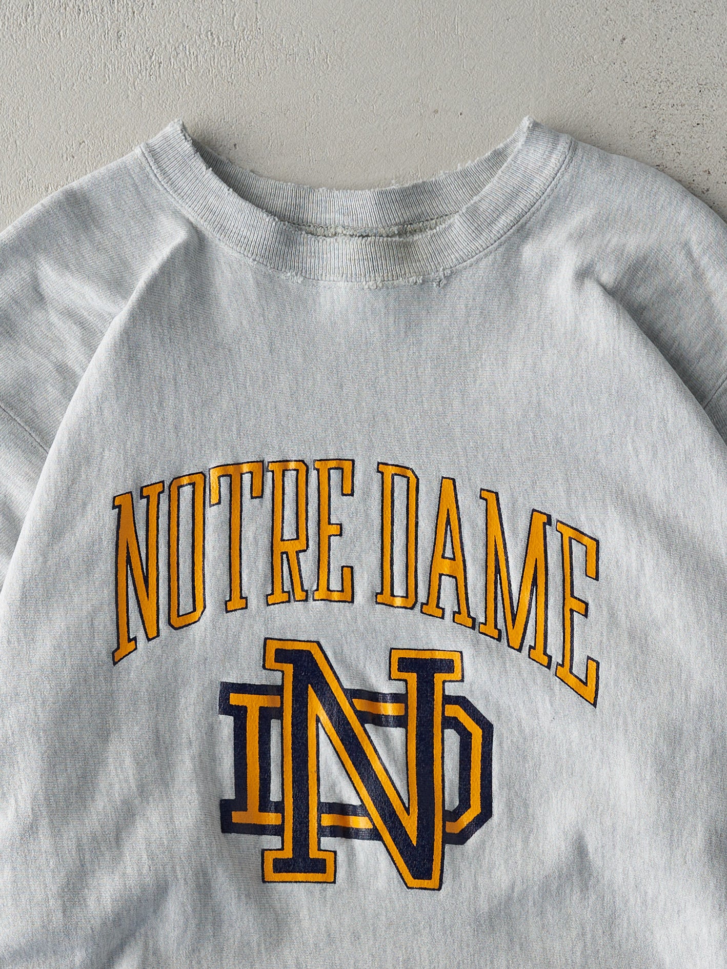 Vintage 90s Heather Grey Notre Dame Champions Reverse Weave Crewneck (M)