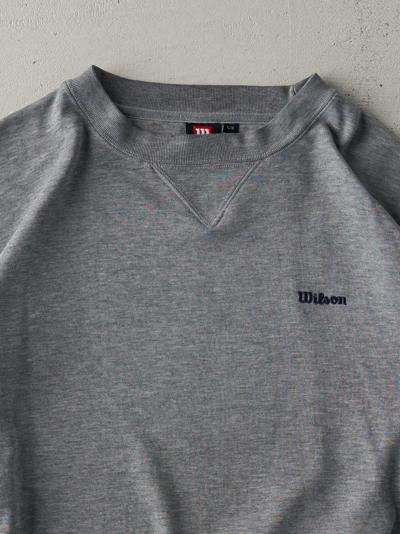 Vintage 90s Grey Wilson Embroidered Logo Crewneck (L)