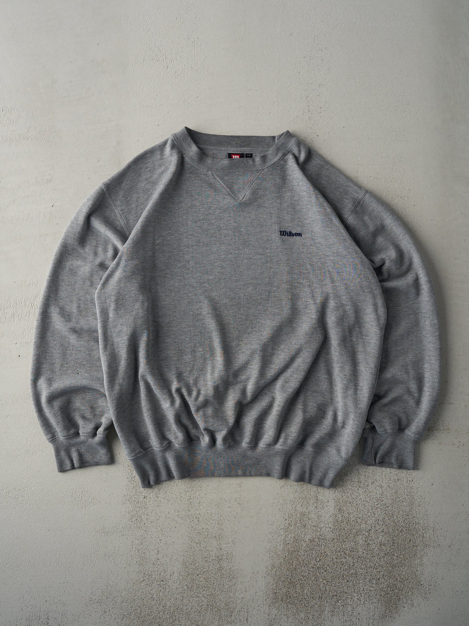 Vintage 90s Grey Wilson Embroidered Logo Crewneck (L)