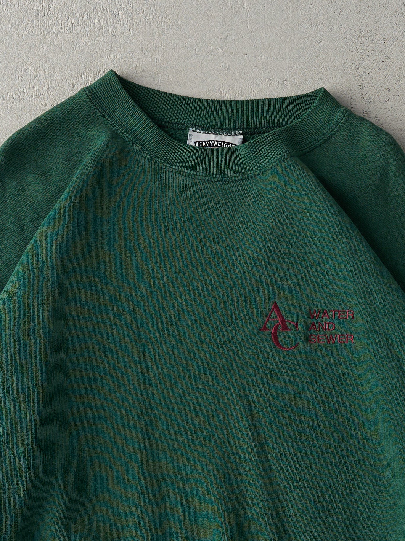 Vintage 90s Forest Green AC Water and Sewer Embroidered Logo Crewneck (L)