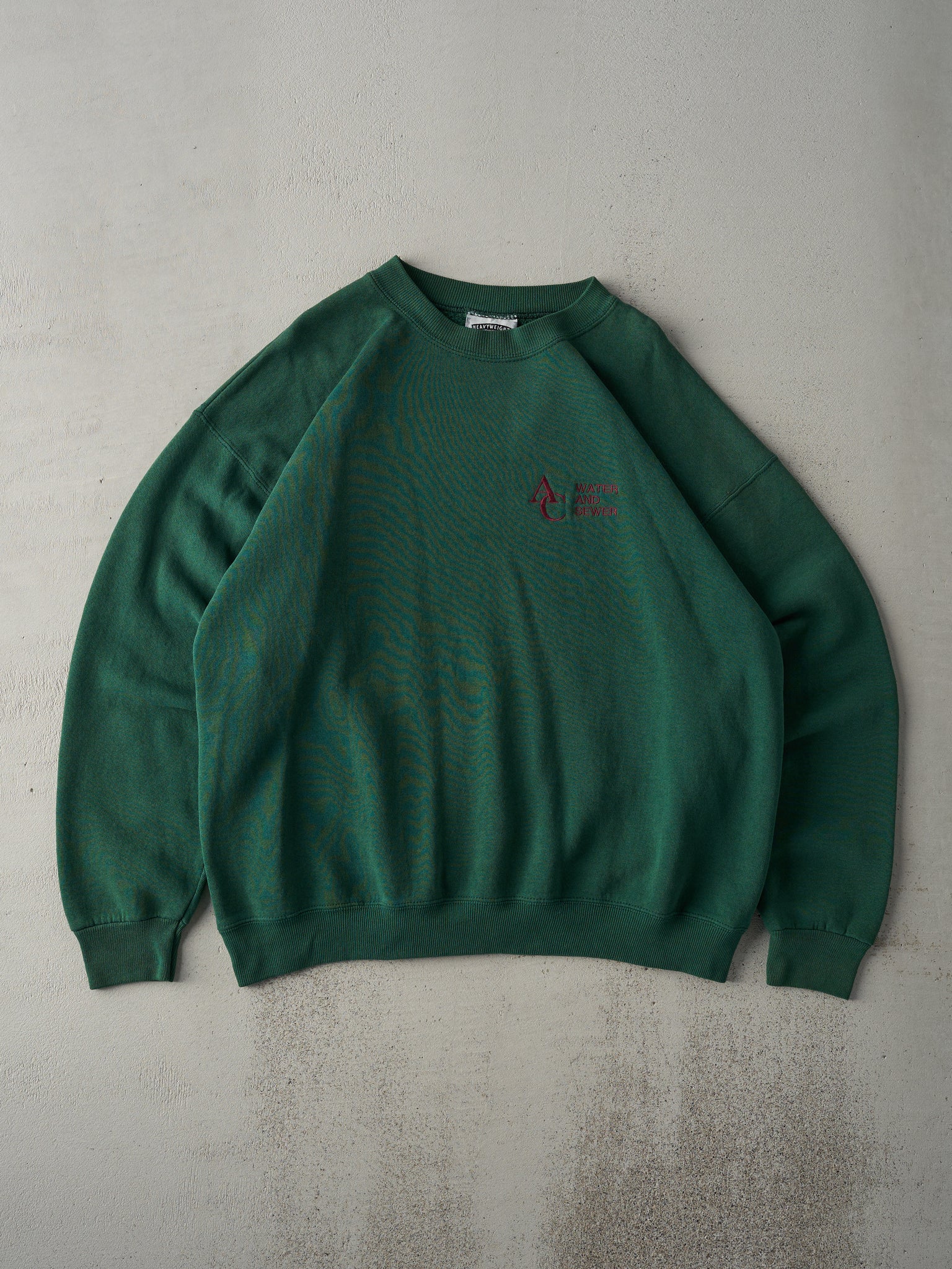 Vintage 90s Forest Green AC Water and Sewer Embroidered Logo Crewneck (L)