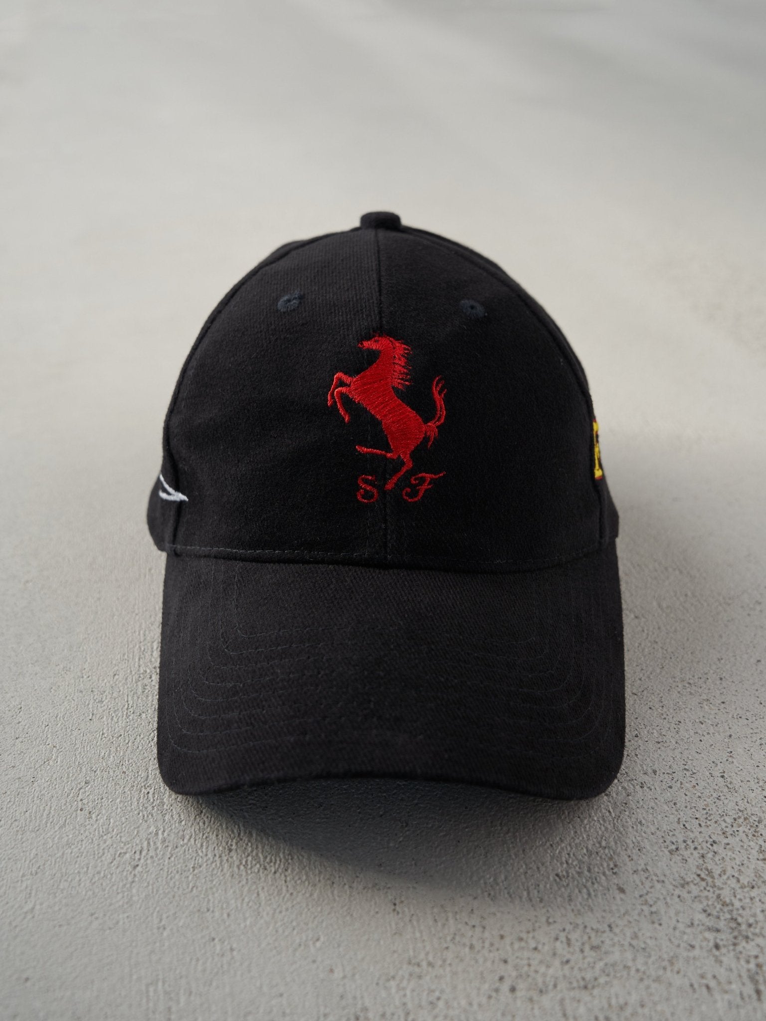 Vintage Y2K Black Ferrari Embroidered Velcro Hat