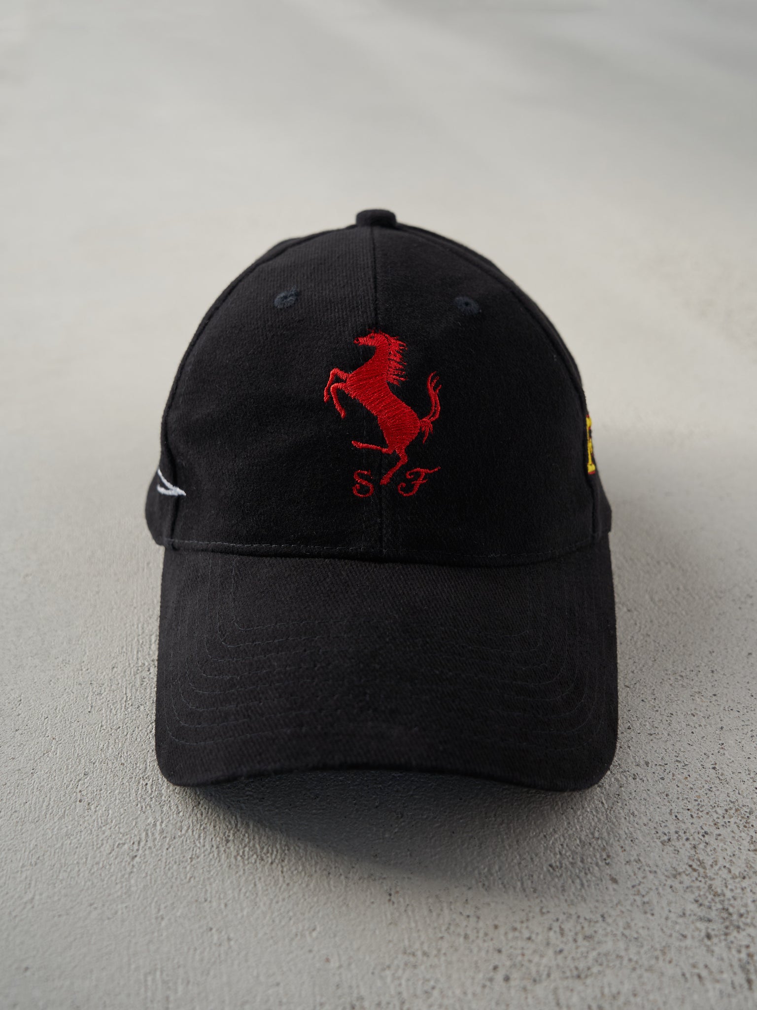 Vintage Y2K Black Ferrari Embroidered Velcro Back Hat