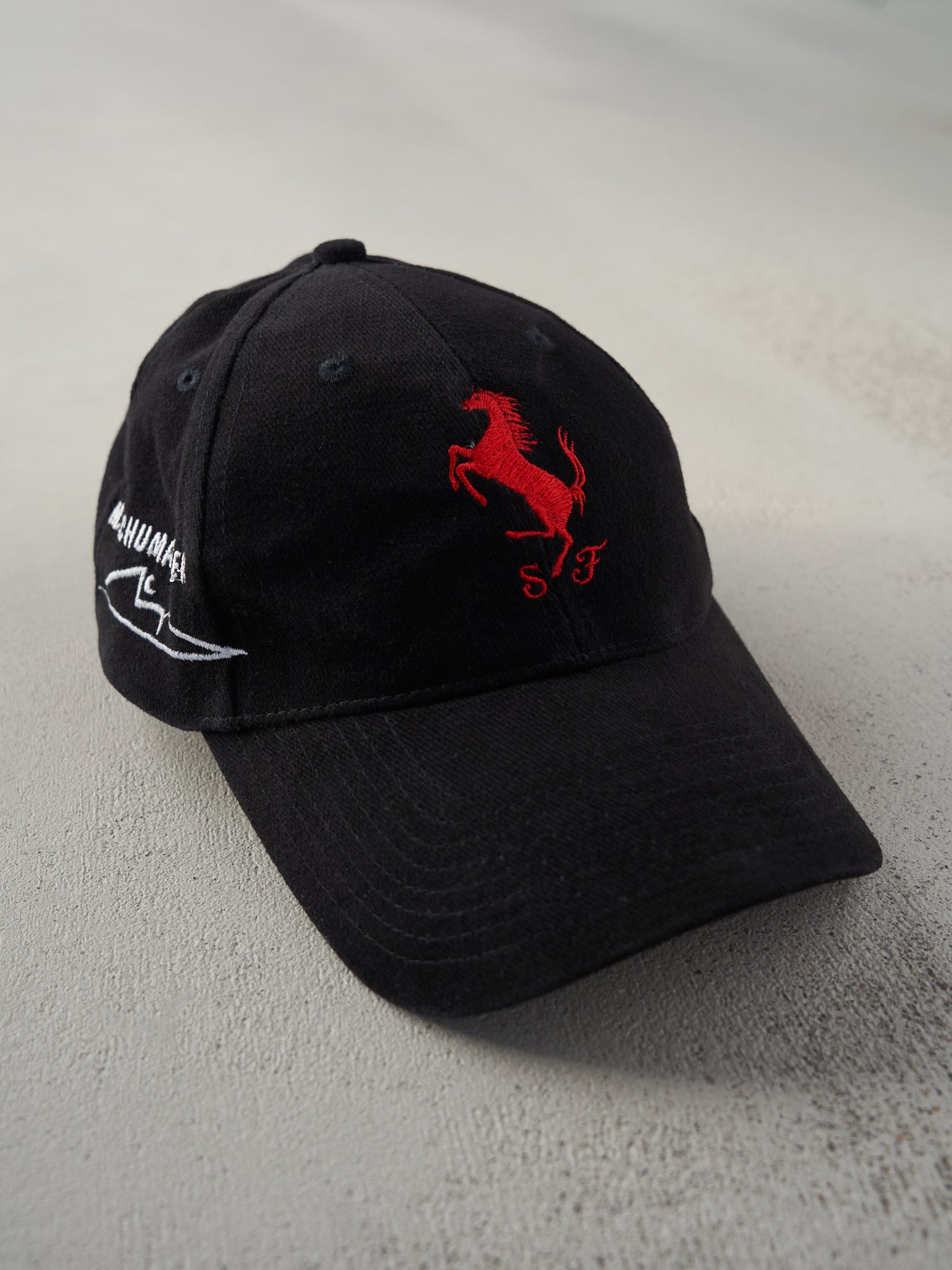 Vintage Y2K Black Ferrari Embroidered Velcro Back Hat