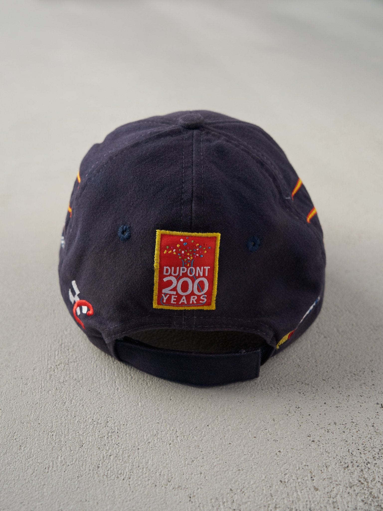 Vintage 02' Navy Du Pont Jeff Gordon Nascar Flames Embroidered Velcro Hat