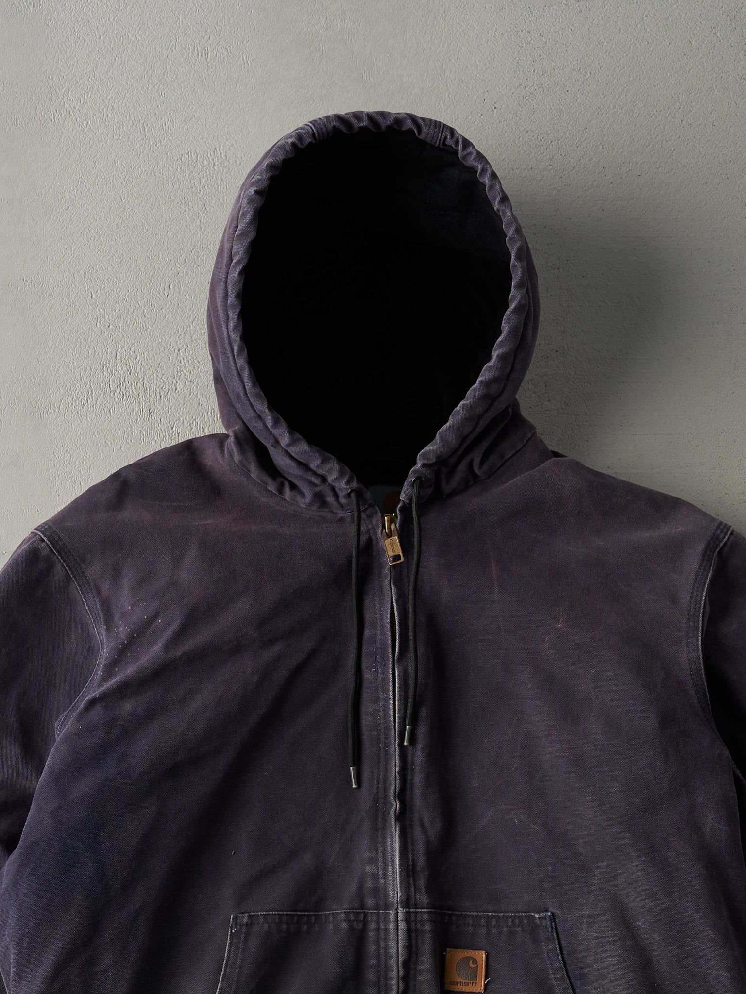 Vintage Y2K Faded Navy Carhartt Hooded Jacket (L)