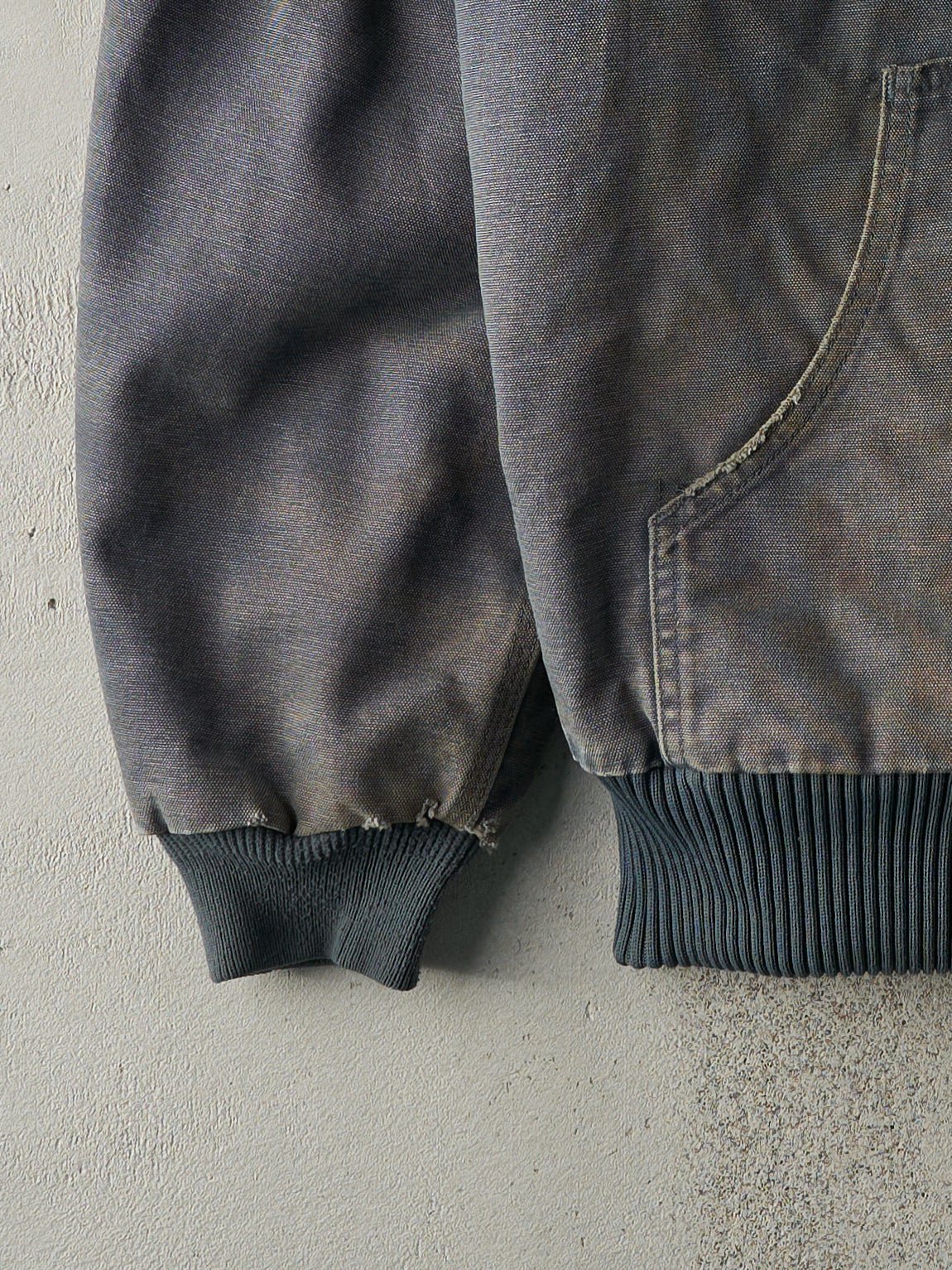 Vintage Y2K Faded Slate Blue Carhartt Hooded Workwear Jacket (M)