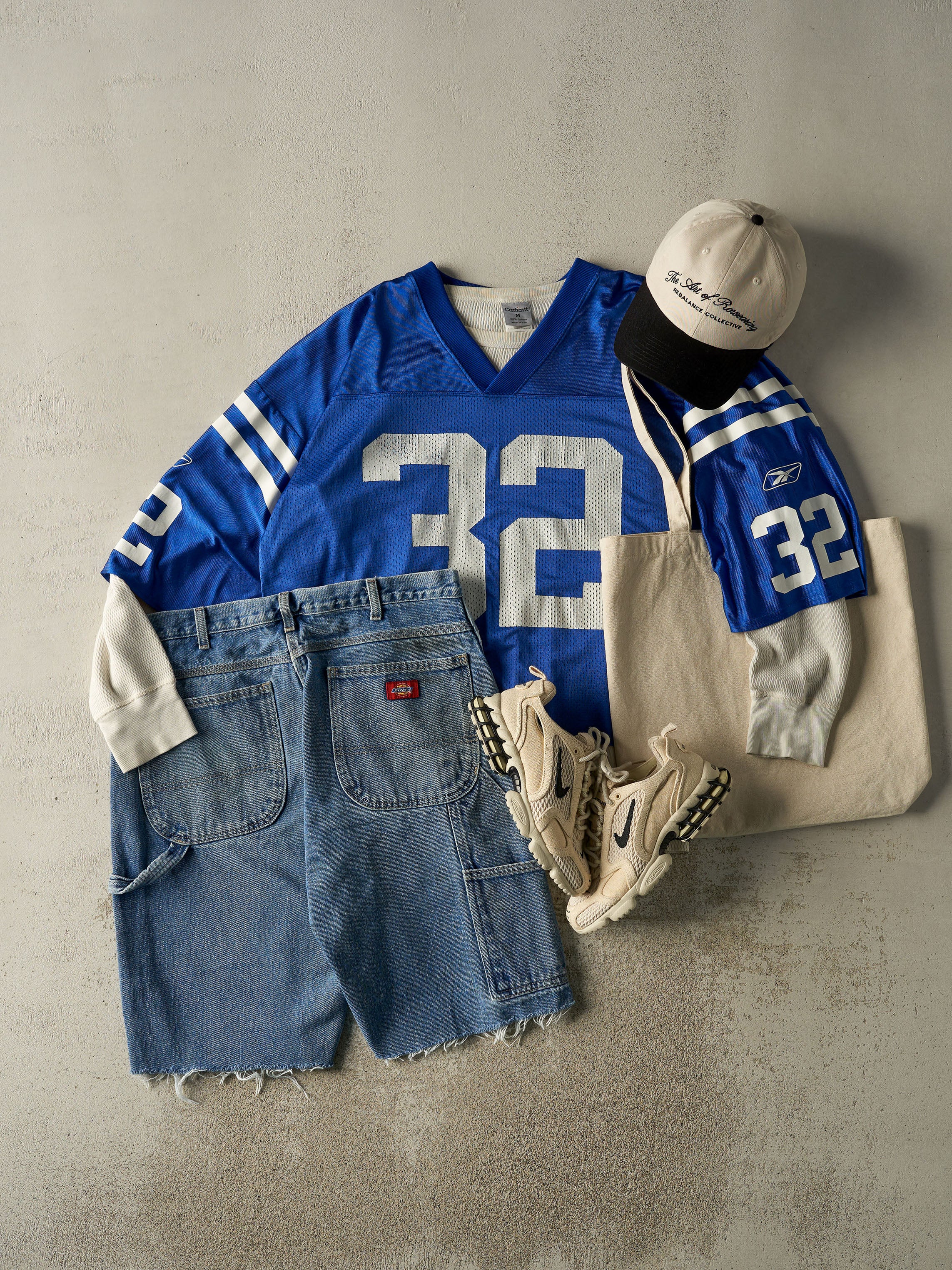 Vintage 90s Mid Wash Dickies Carpenter Cut Off Jean Shorts (32x11)