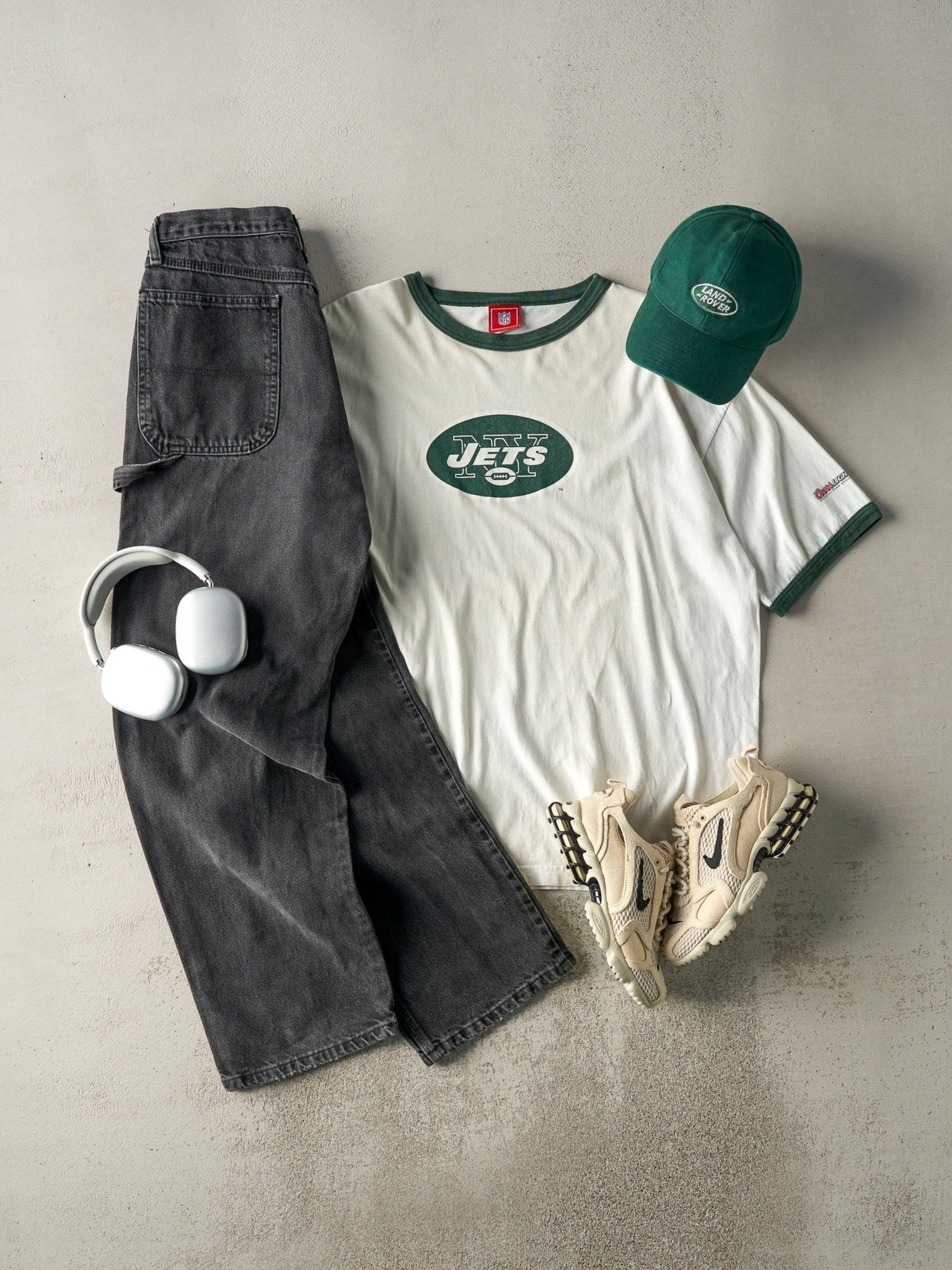 Vintage Y2K White & Green New York Jets Ringer Tee (L/XL)