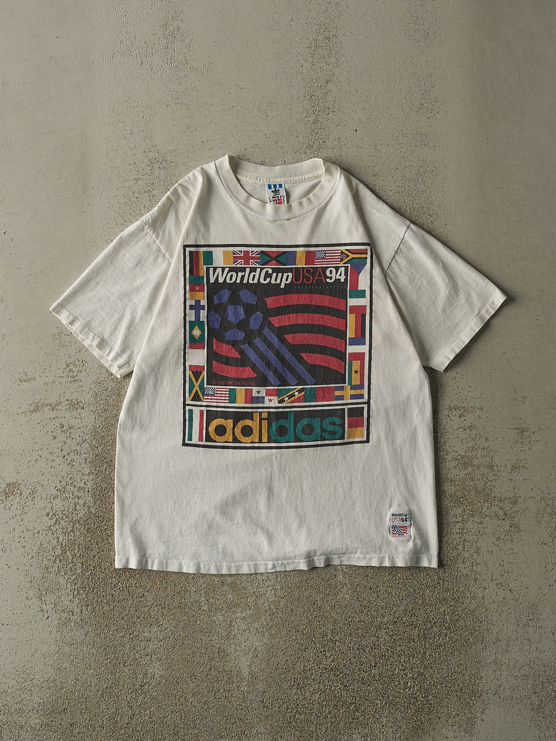 Vintage 94' White Adidas World Cup USA Soccer Tee (M/L)