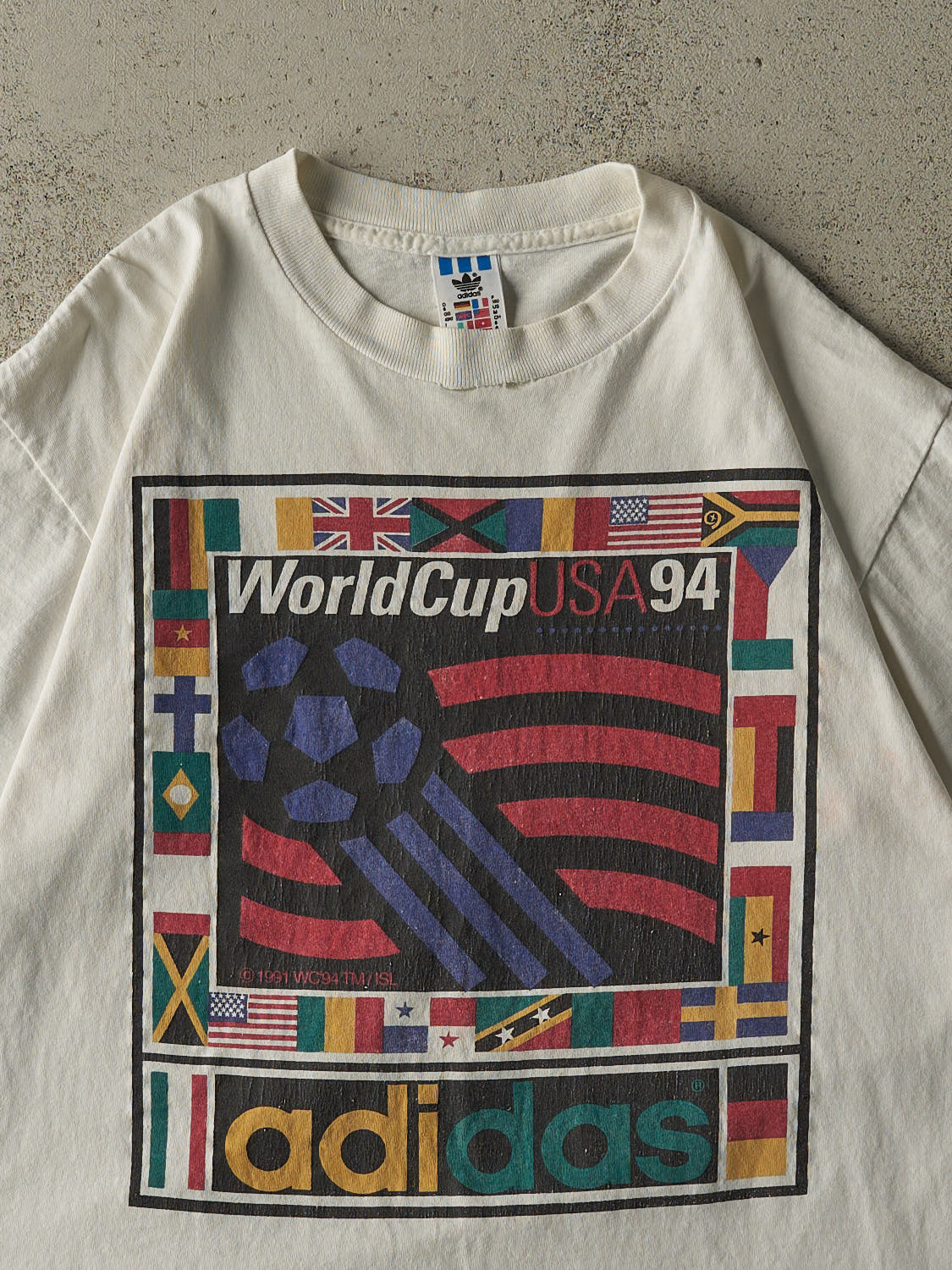Vintage 94' White Adidas World Cup USA Soccer Tee (M/L)