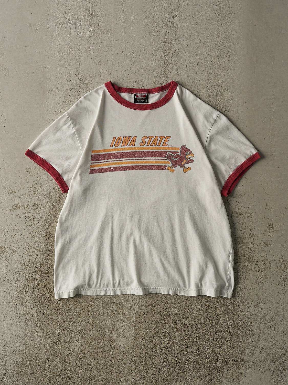 Vintage Y2K White & Red Iowa State Ringer Tee (L/XL)