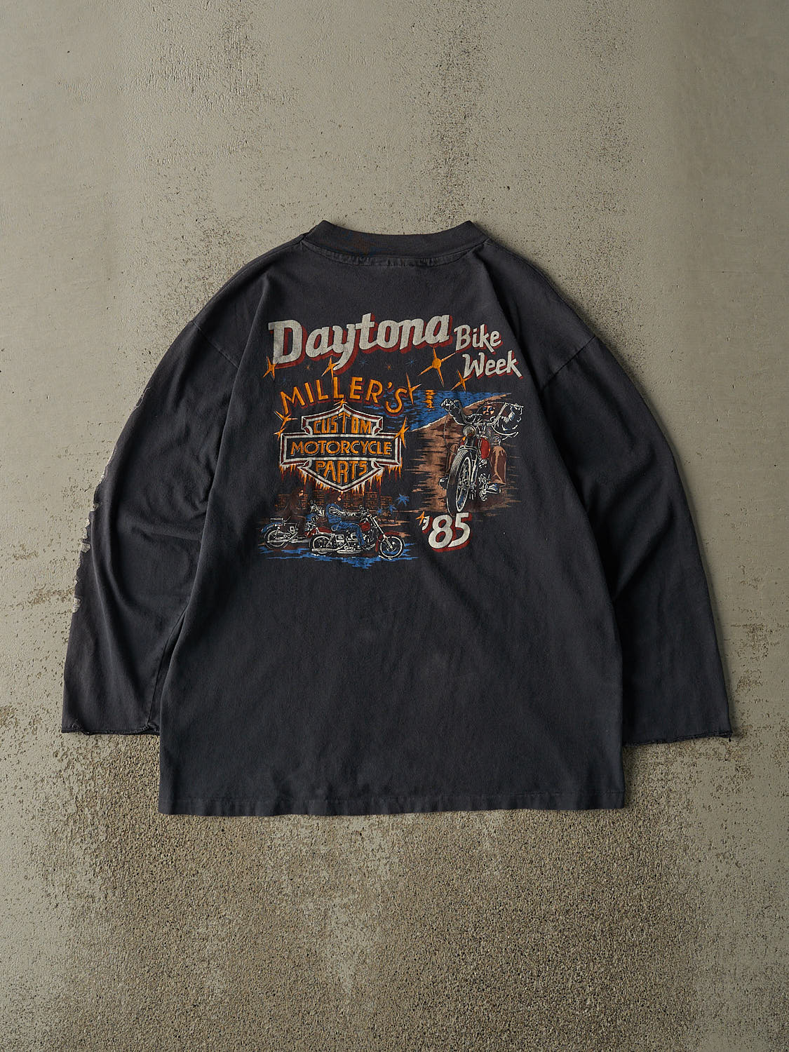 Vintage 85' Faded Black Daytona Bike Week Pocket Long Sleeve (M/L)