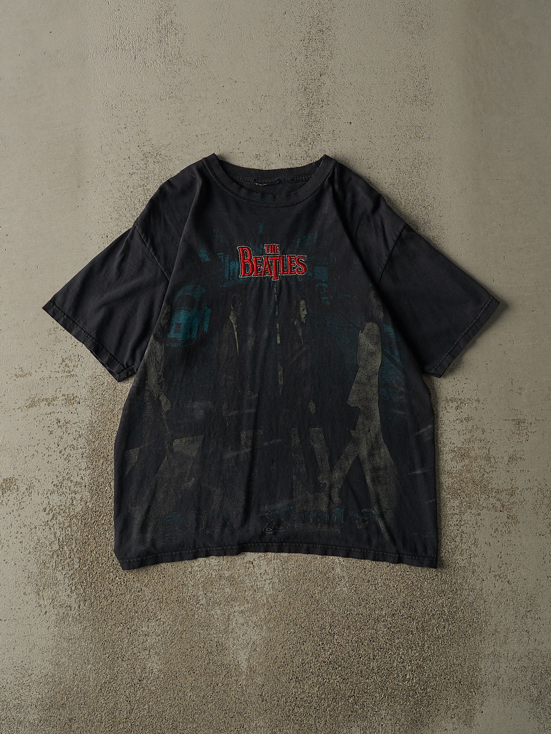 Vintage 90s Faded Black The Beatles Abbey Road Embroidered Tee (M/L)