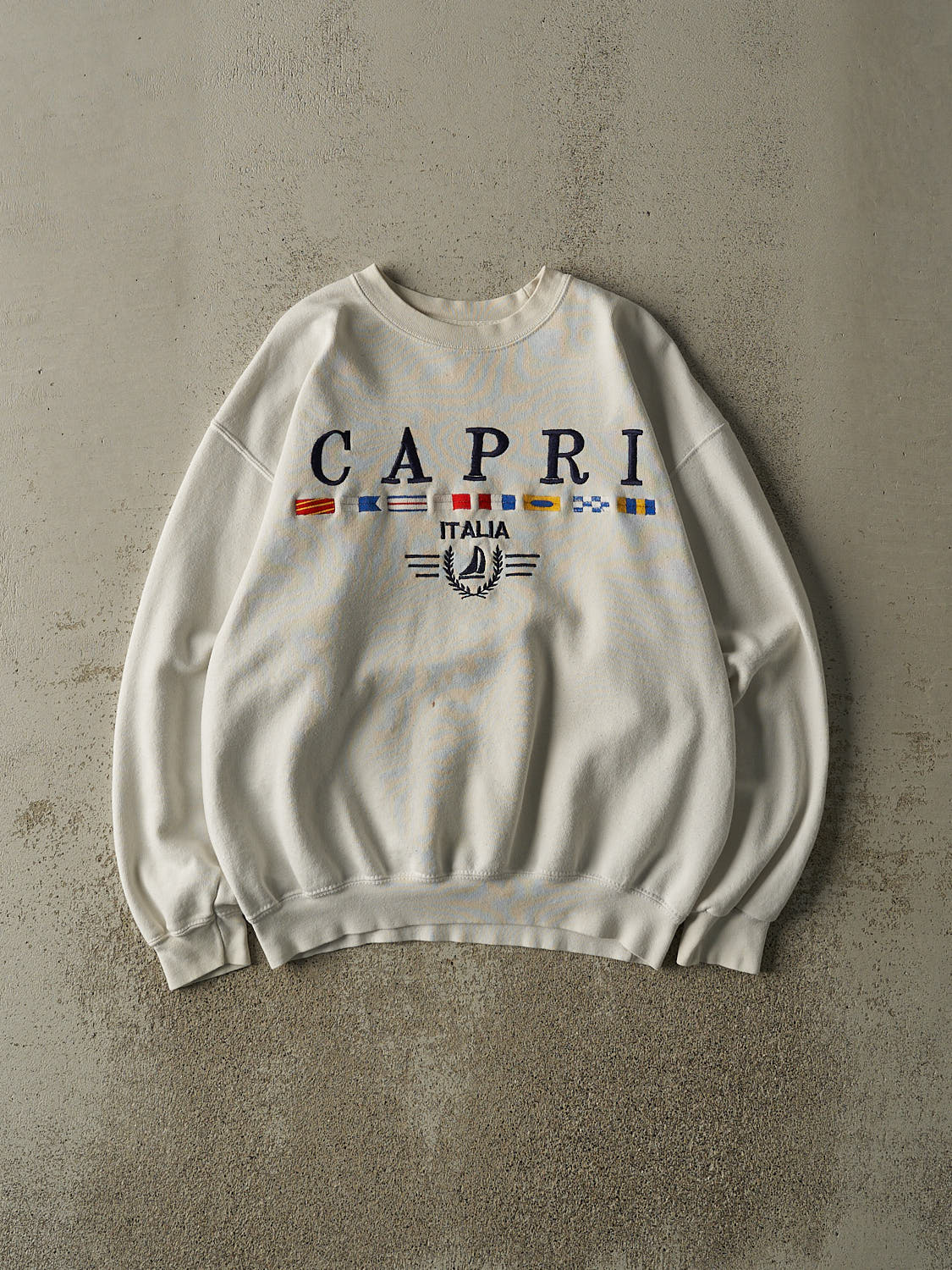 Vintage 90s White Capri Italia Embroidered Crewneck (M/L)