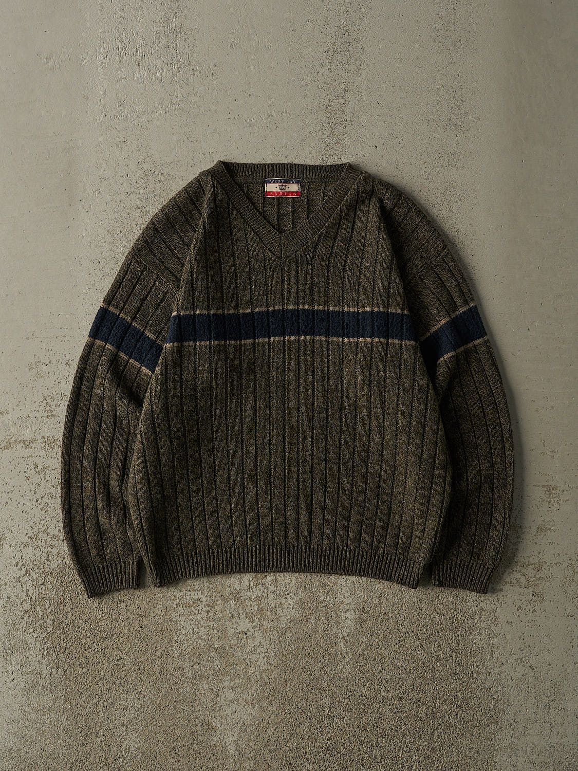 Vintage 90s Green & Navy Striped Knit (S/M)