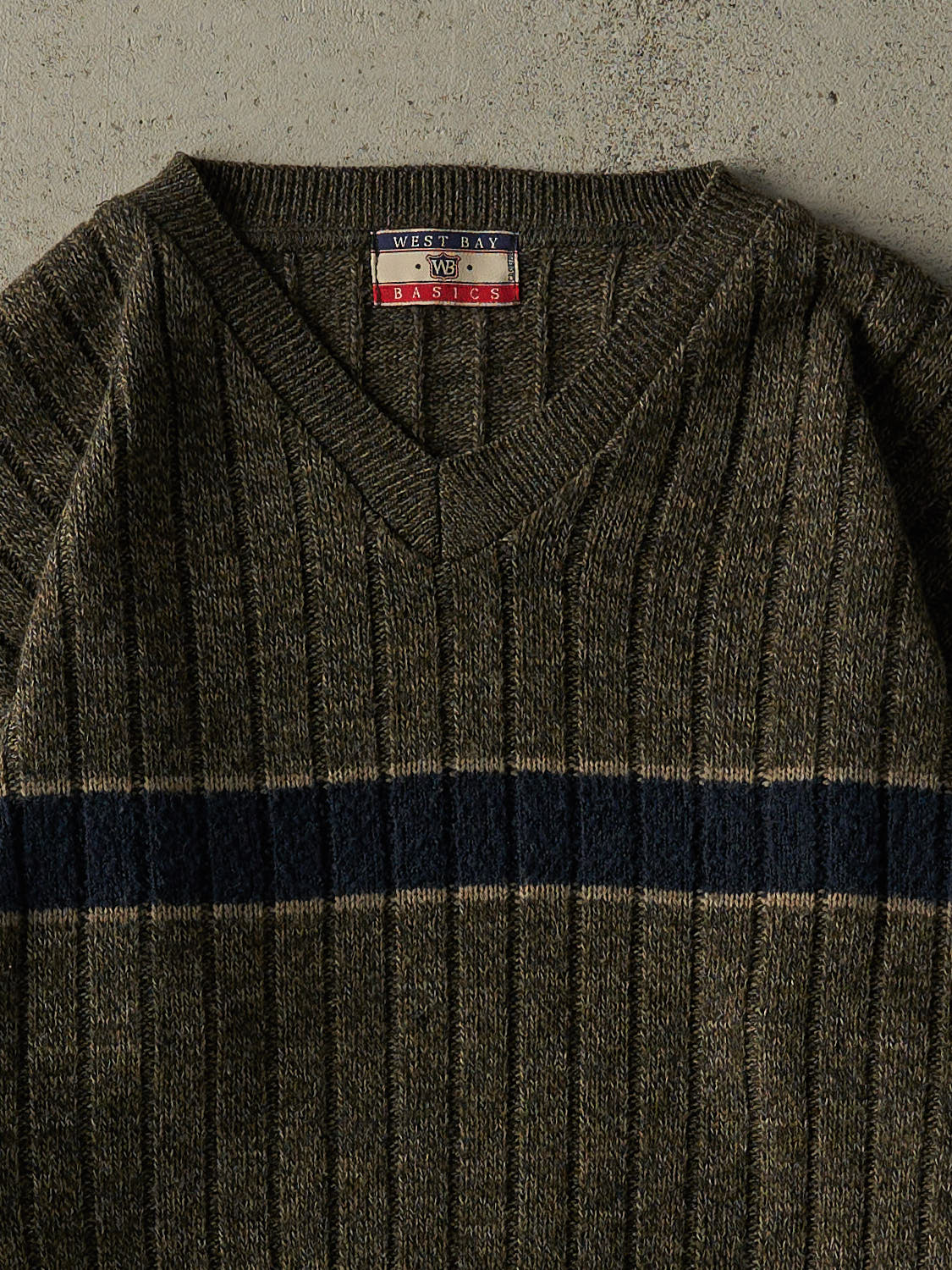 Vintage 90s Green & Navy Striped Knit (S/M)