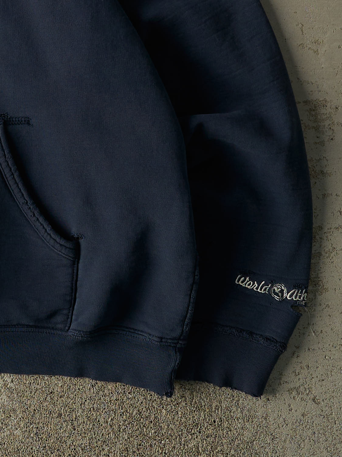 Vintage 90s Navy Blue World Athletics Embroidered Boxy Hoodie (M/L)