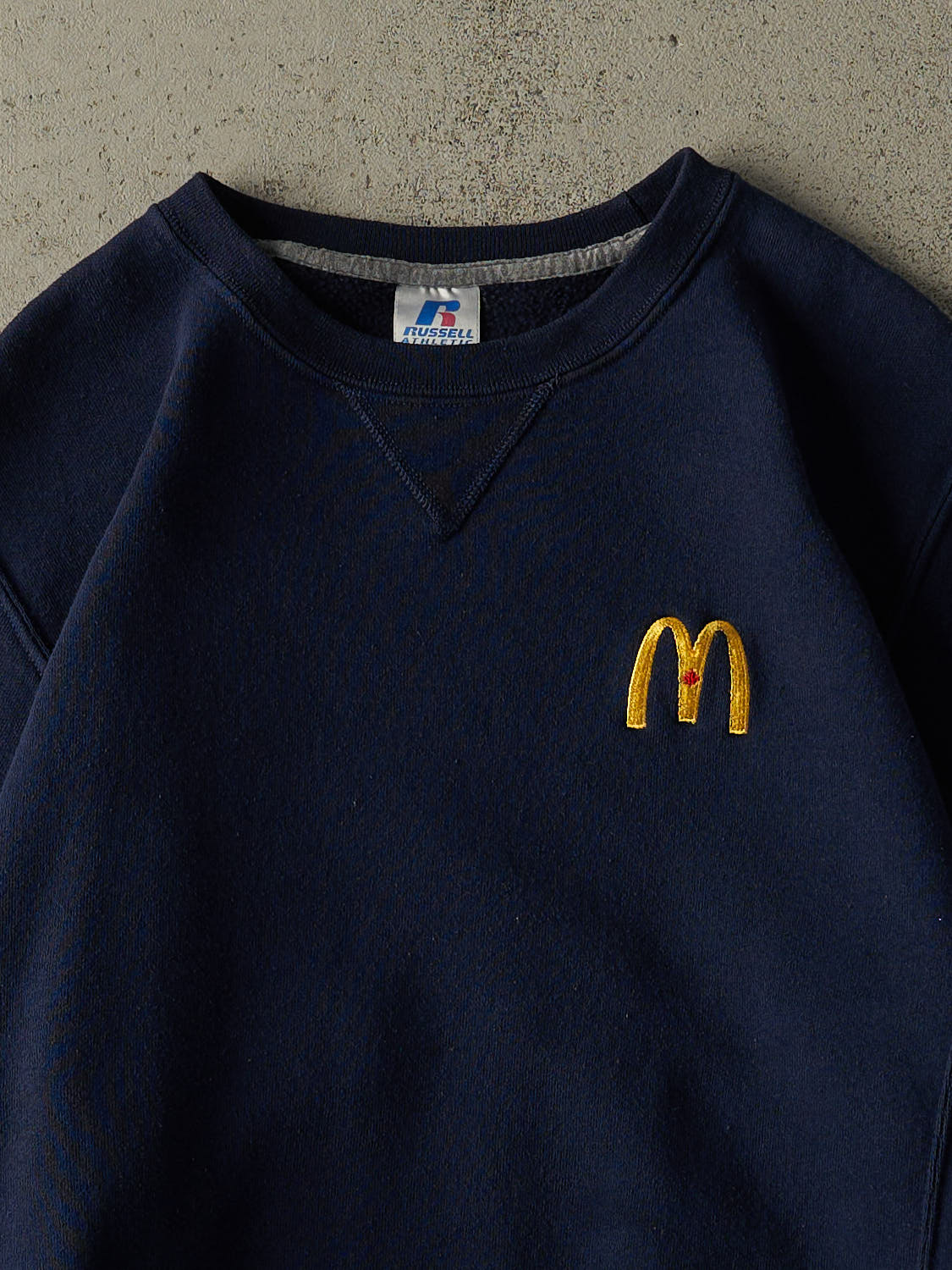 Vintage Y2K Navy Blue McDonalds Russell Athletic Embroidered Crewneck (M/L)