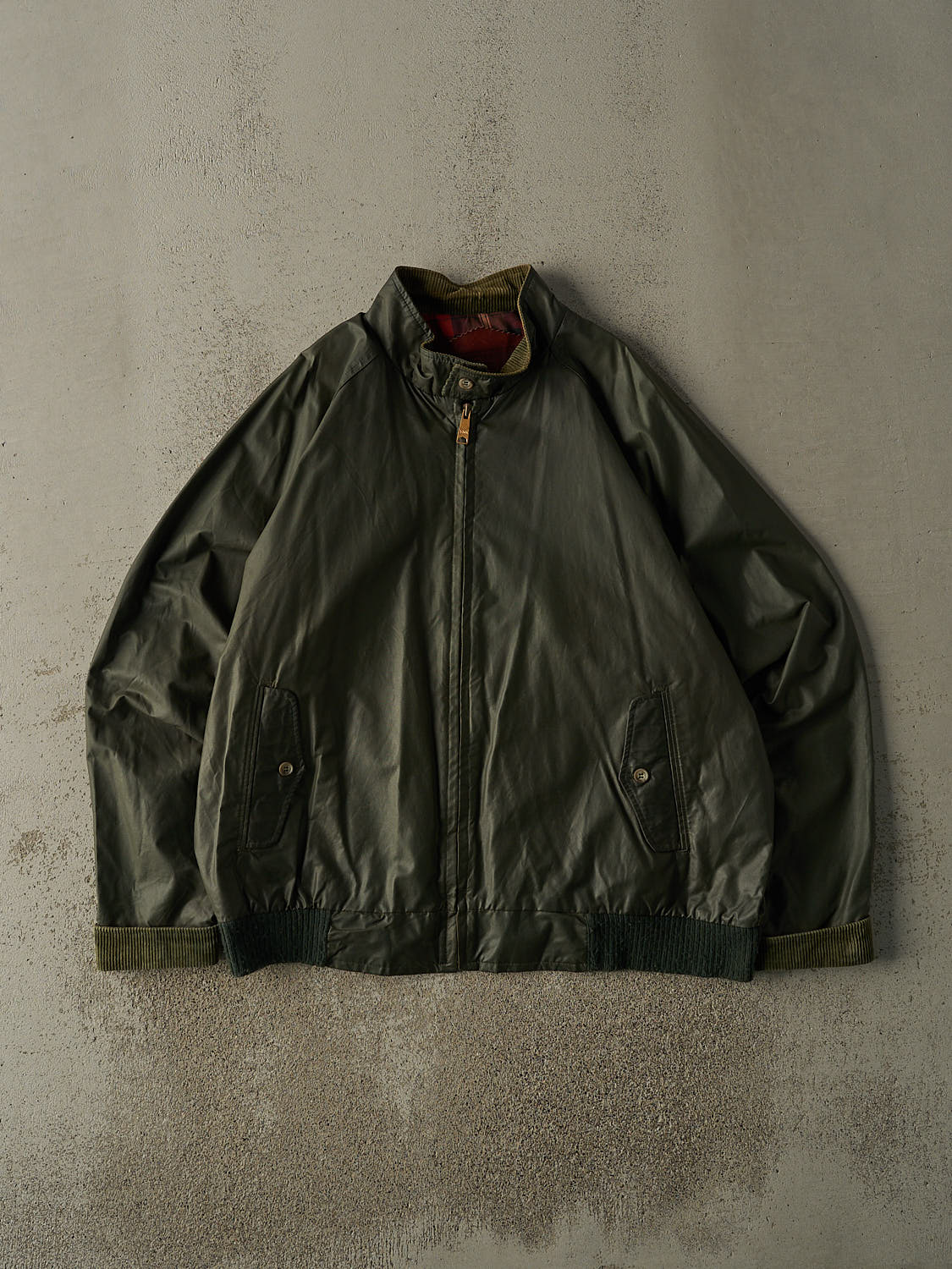 Vintage 80s Green Plaid Lined Woolrich Harrington Rain Jacket (XL/XXL)