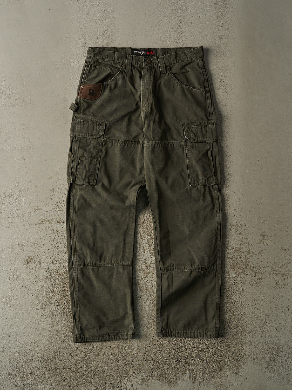 Vintage 90s Brown Wrangler Riggs Double Knee Flannel Lined Cargo Work Pants (34x33)