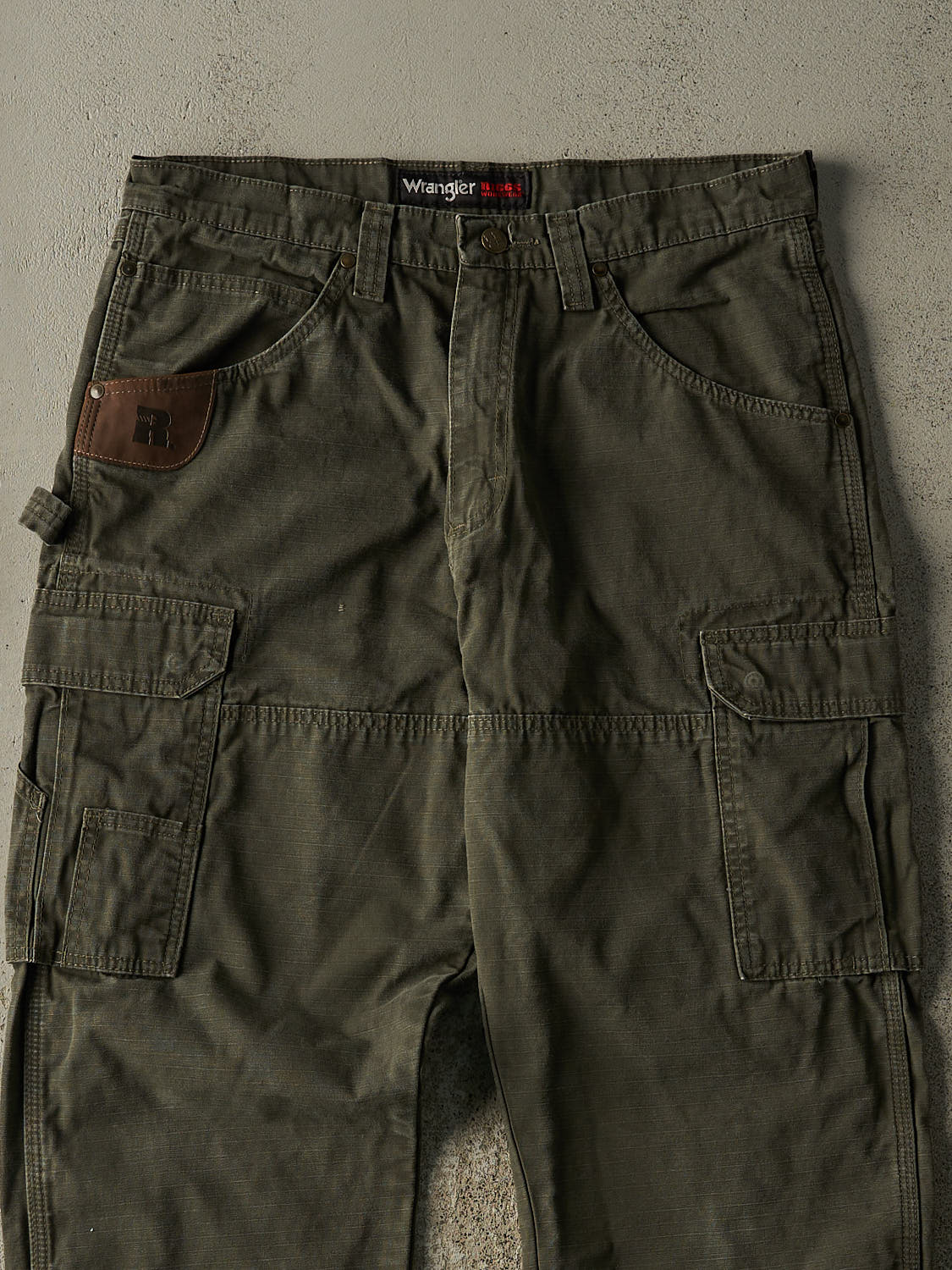 Vintage 90s Brown Wrangler Riggs Double Knee Flannel Lined Cargo Work Pants (34x33)