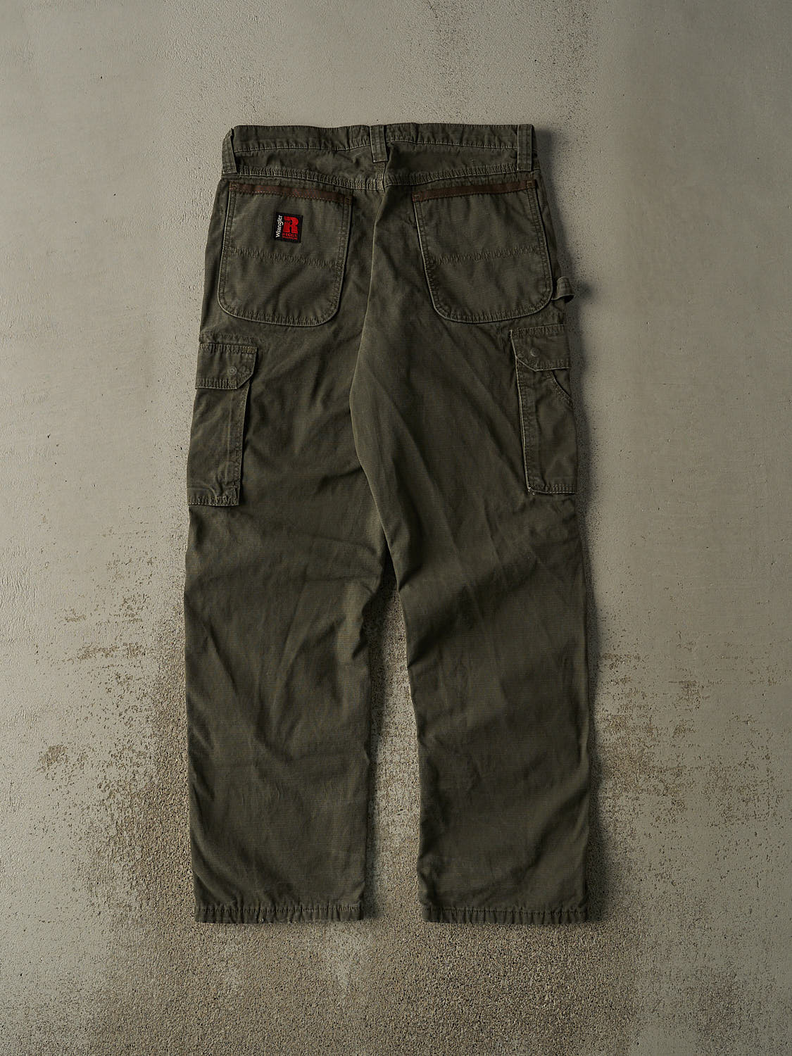 Vintage 90s Brown Wrangler Riggs Double Knee Flannel Lined Cargo Work Pants (34x33)