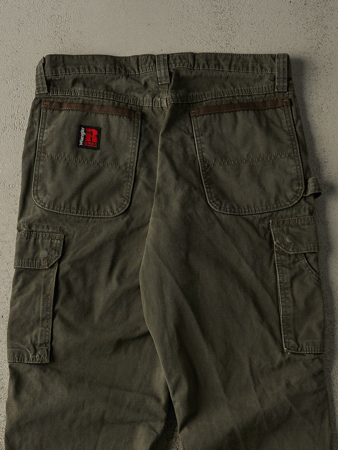 Vintage 90s Brown Wrangler Riggs Double Knee Flannel Lined Cargo Work Pants (34x33)