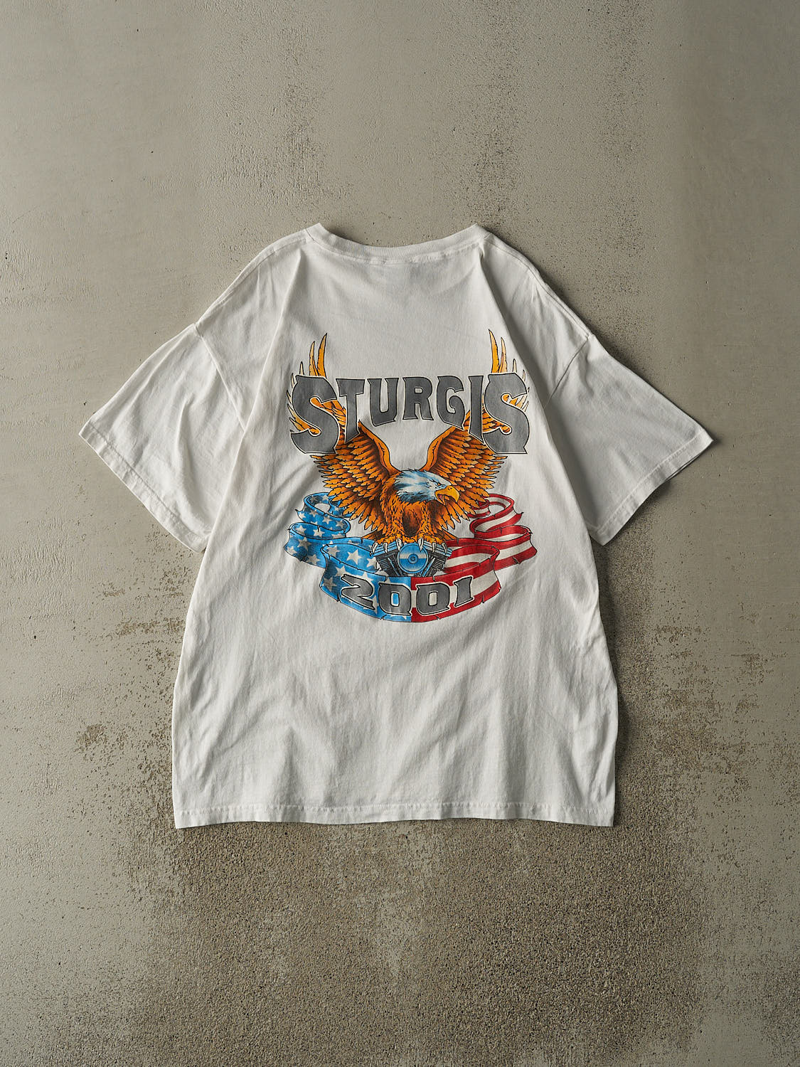 Vintage 01' White Sturgis Bike Rally Tee (L/XL)