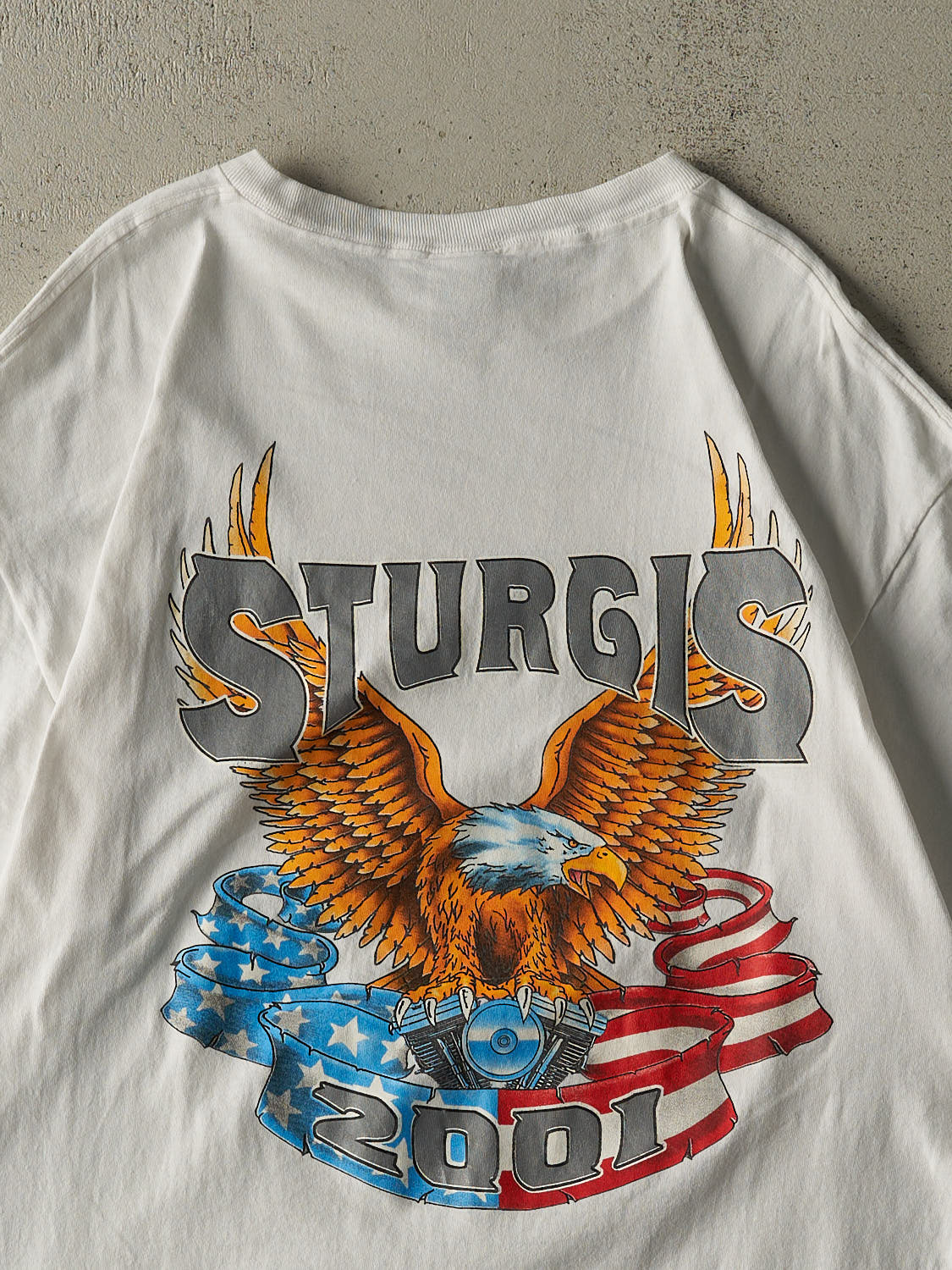 Vintage 01' White Sturgis Bike Rally Tee (L/XL)